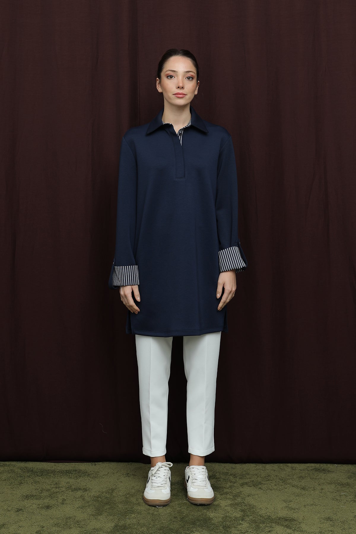 Kadın Basıc Pat ve Kol Detaylı Tunik - 10724TUN