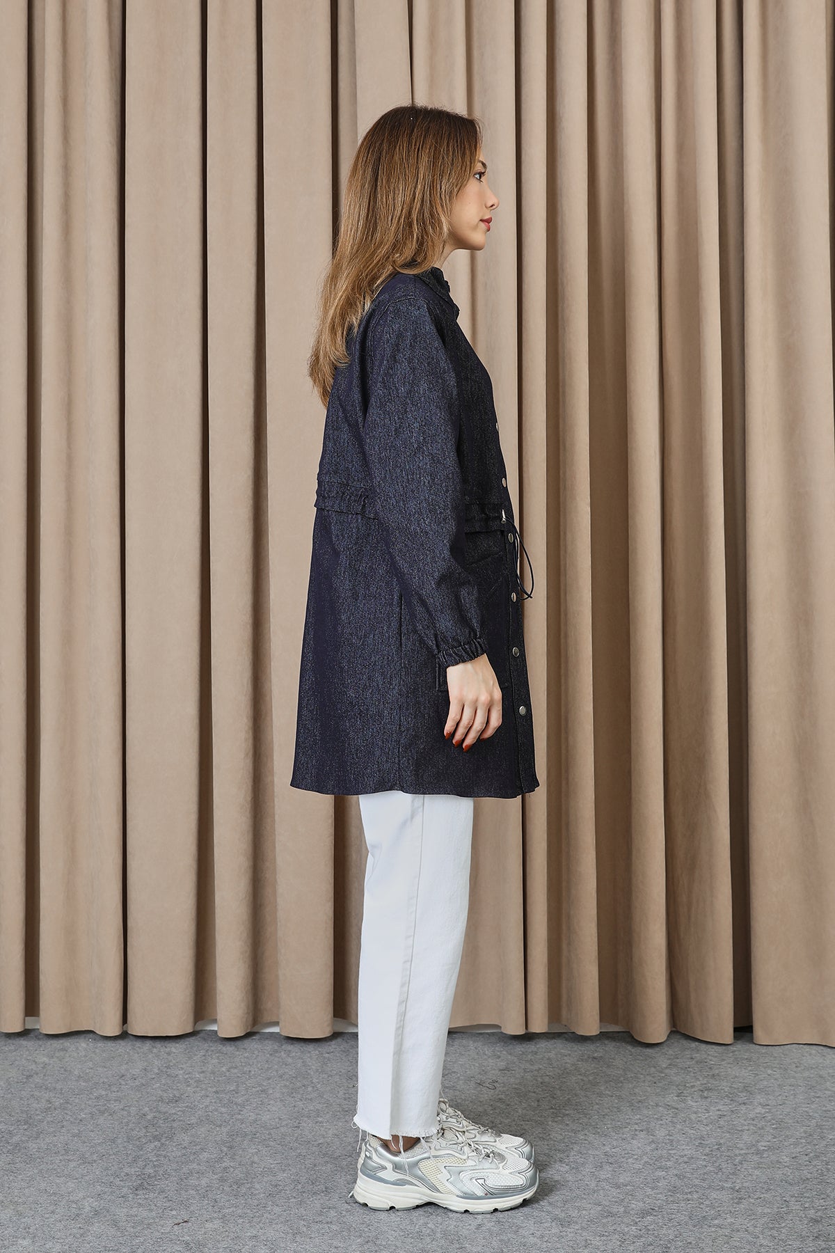 Kadın Beli Tünelli ve Aksesuarlı Denim Tunik - 10732TUN