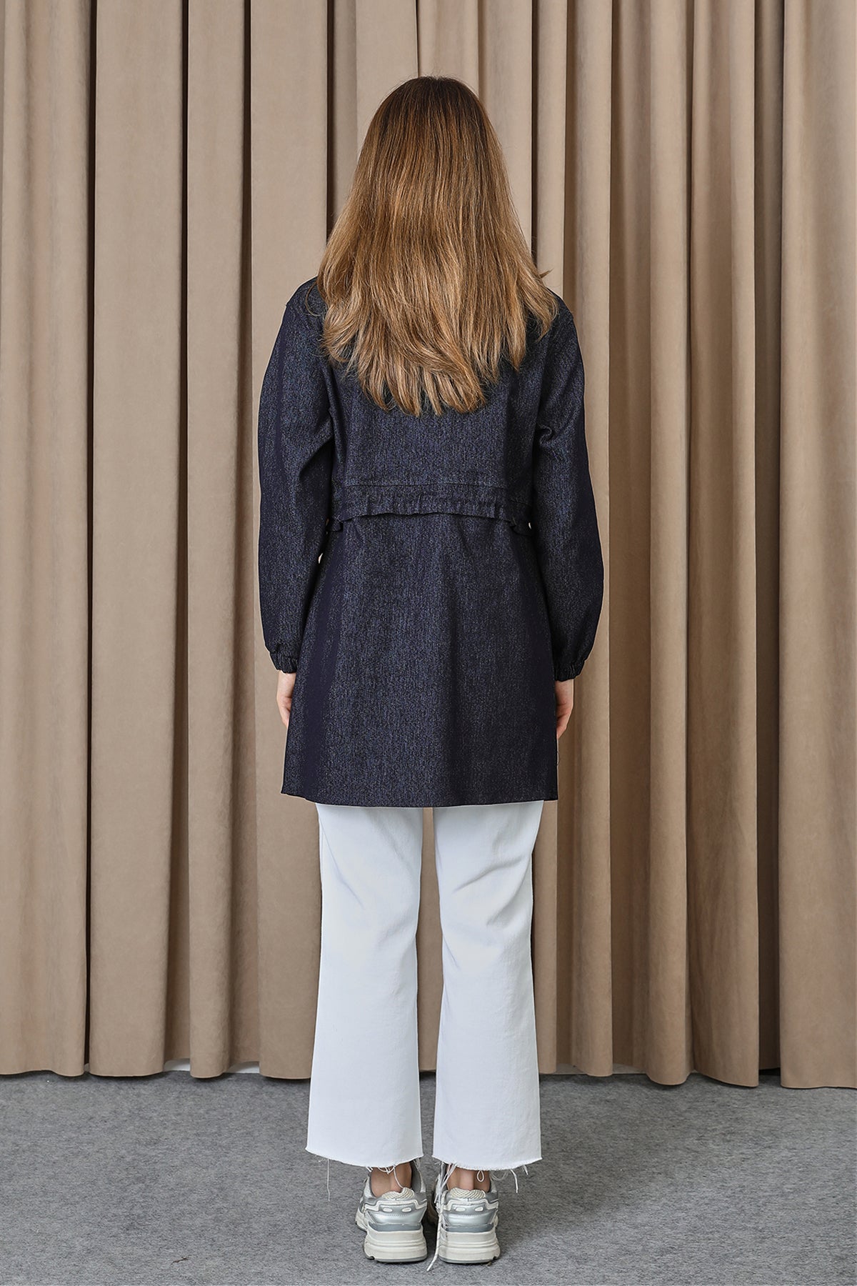 Kadın Beli Tünelli ve Aksesuarlı Denim Tunik - 10732TUN