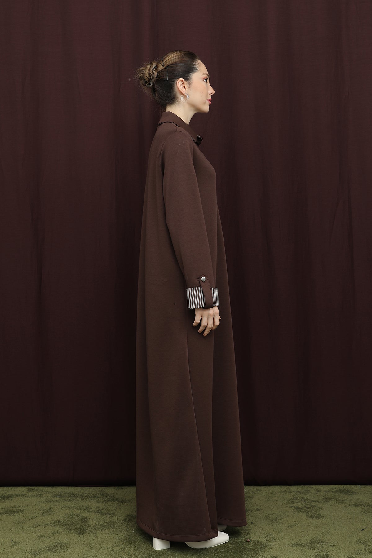 Kadın Gizli Patlı Polo Yaka Elbise - 12652ELB