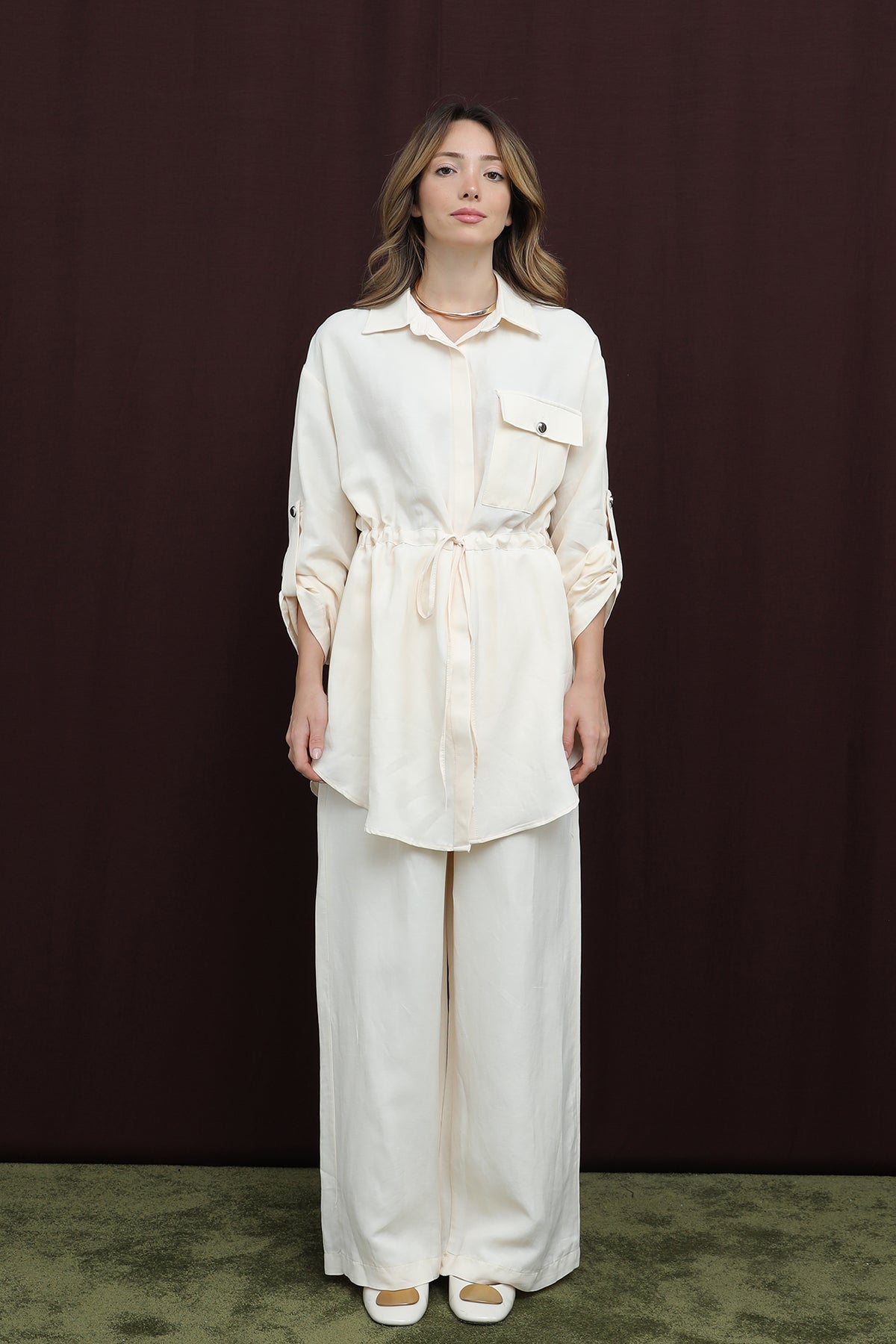 Kadın Cep Detaylı Belden Tünelli Takım - 14378TKS