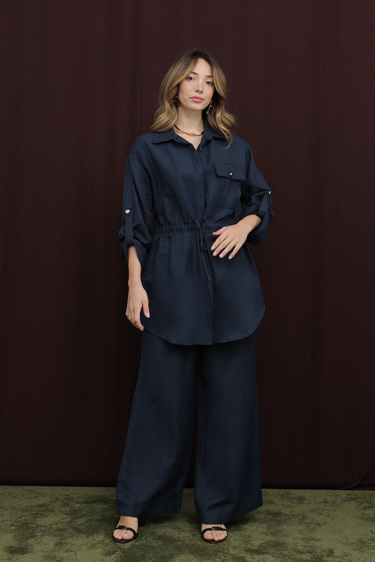 Kadın Cep Detaylı Belden Tünelli Takım - 14378TKS