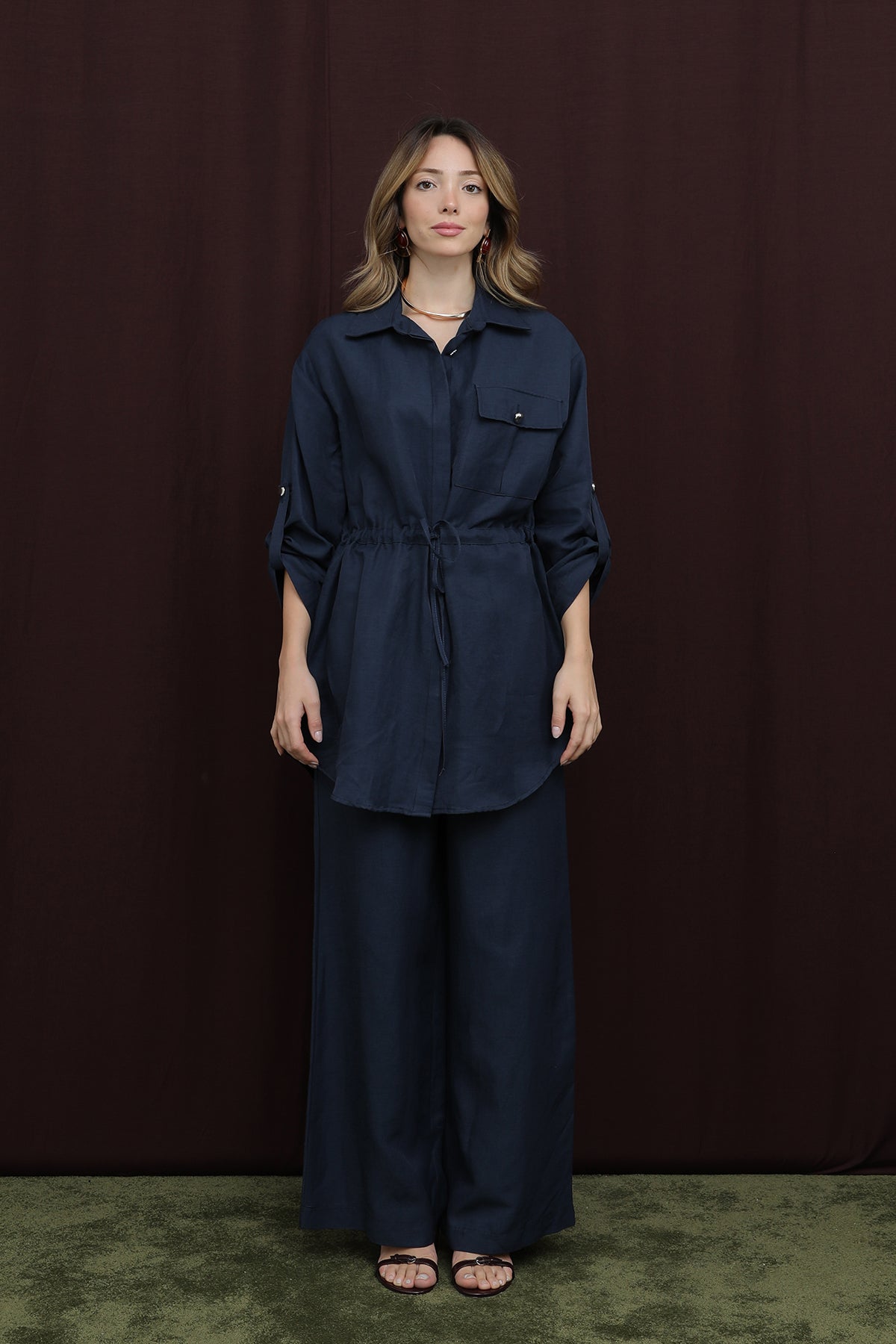 Kadın Cep Detaylı Belden Tünelli Takım - 14378TKS