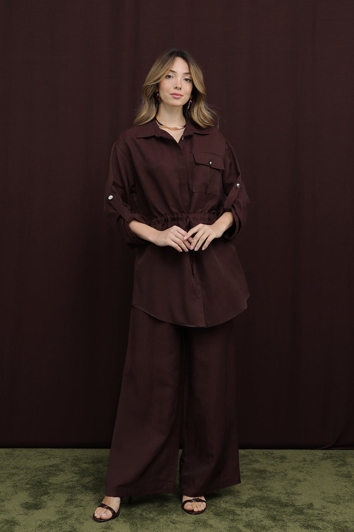 Kadın Cep Detaylı Belden Tünelli Takım - 14378TKS