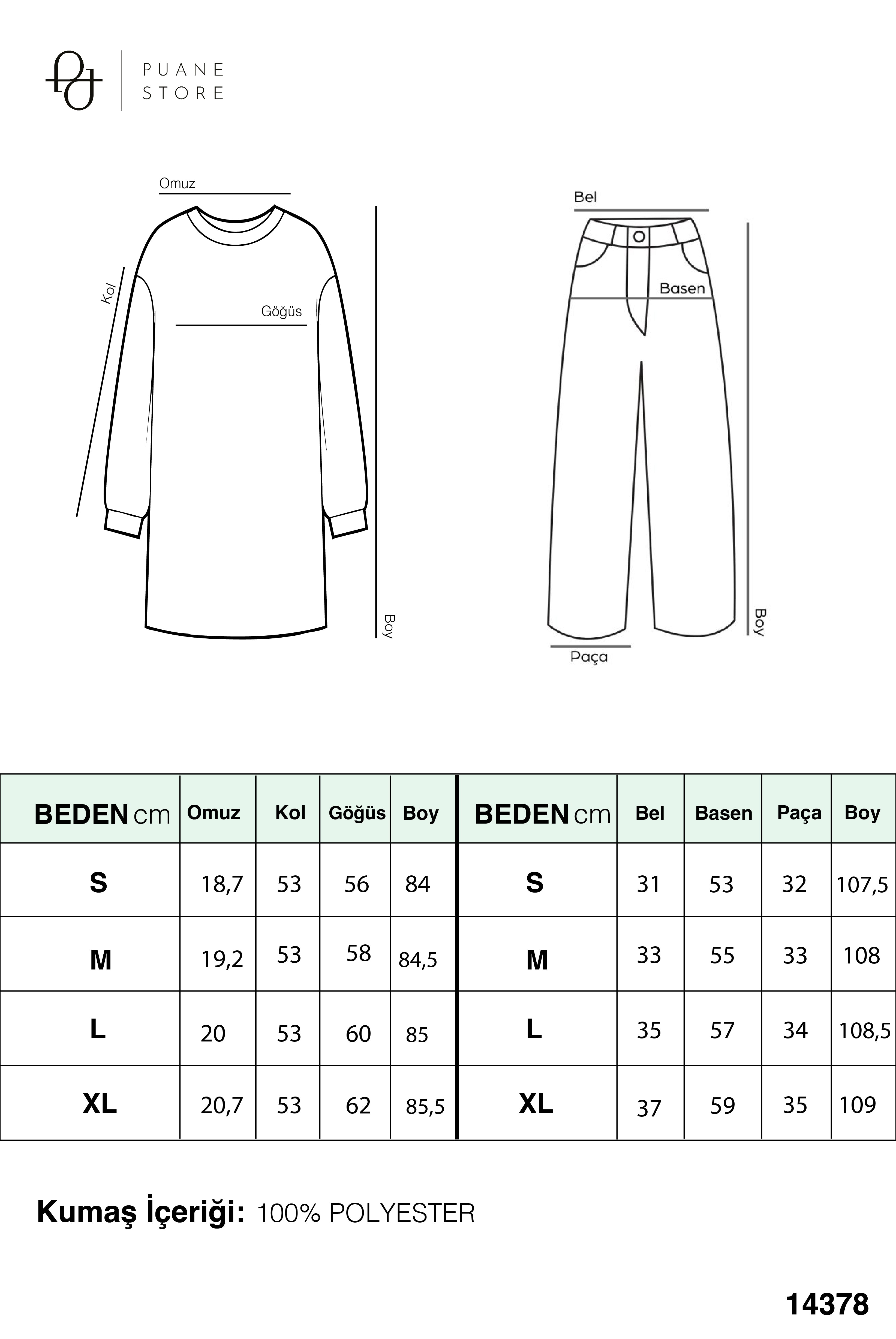 Kadın Cep Detaylı Belden Tünelli Takım - 14378TKS