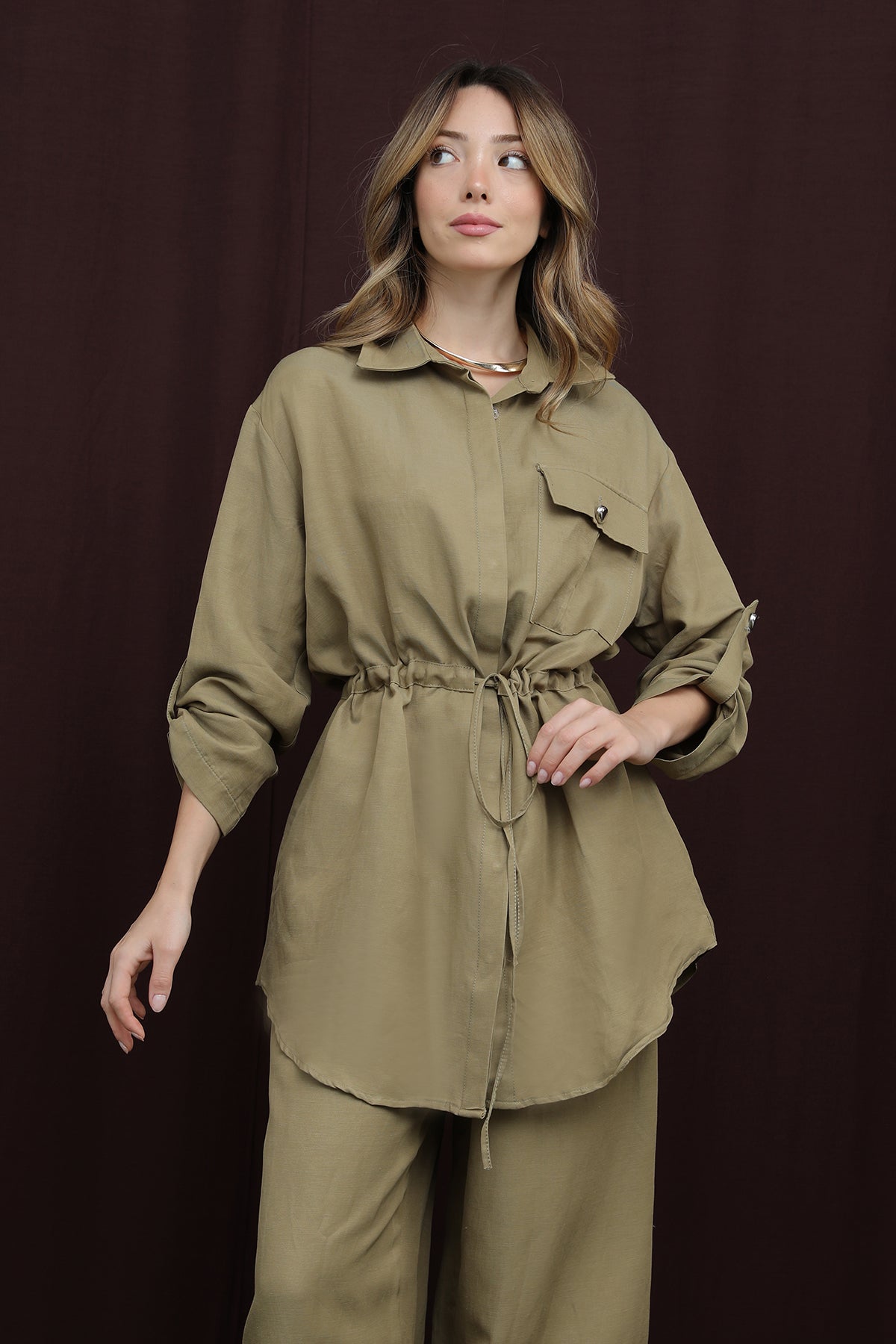 Kadın Cep Detaylı Belden Tünelli Takım - 14378TKS