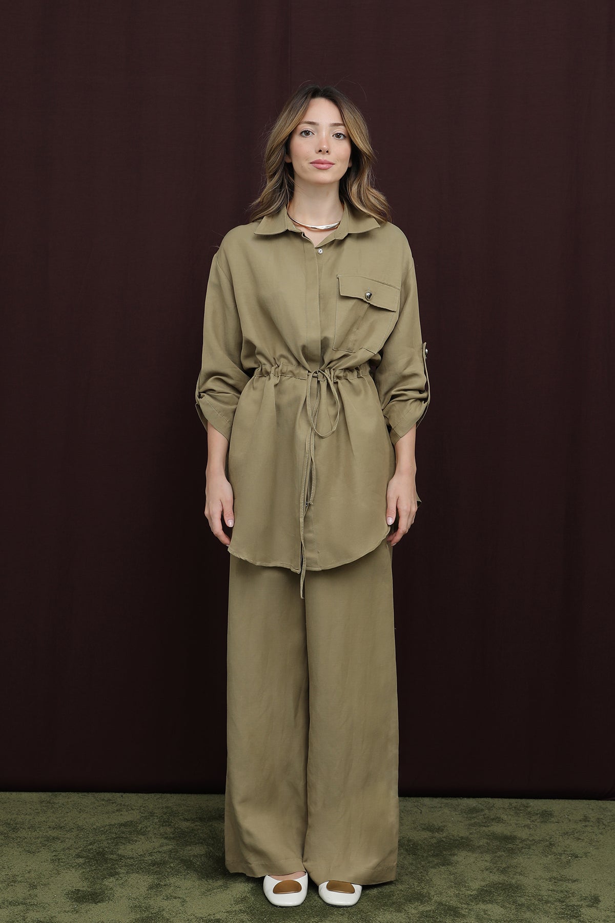 Kadın Cep Detaylı Belden Tünelli Takım - 14378TKS