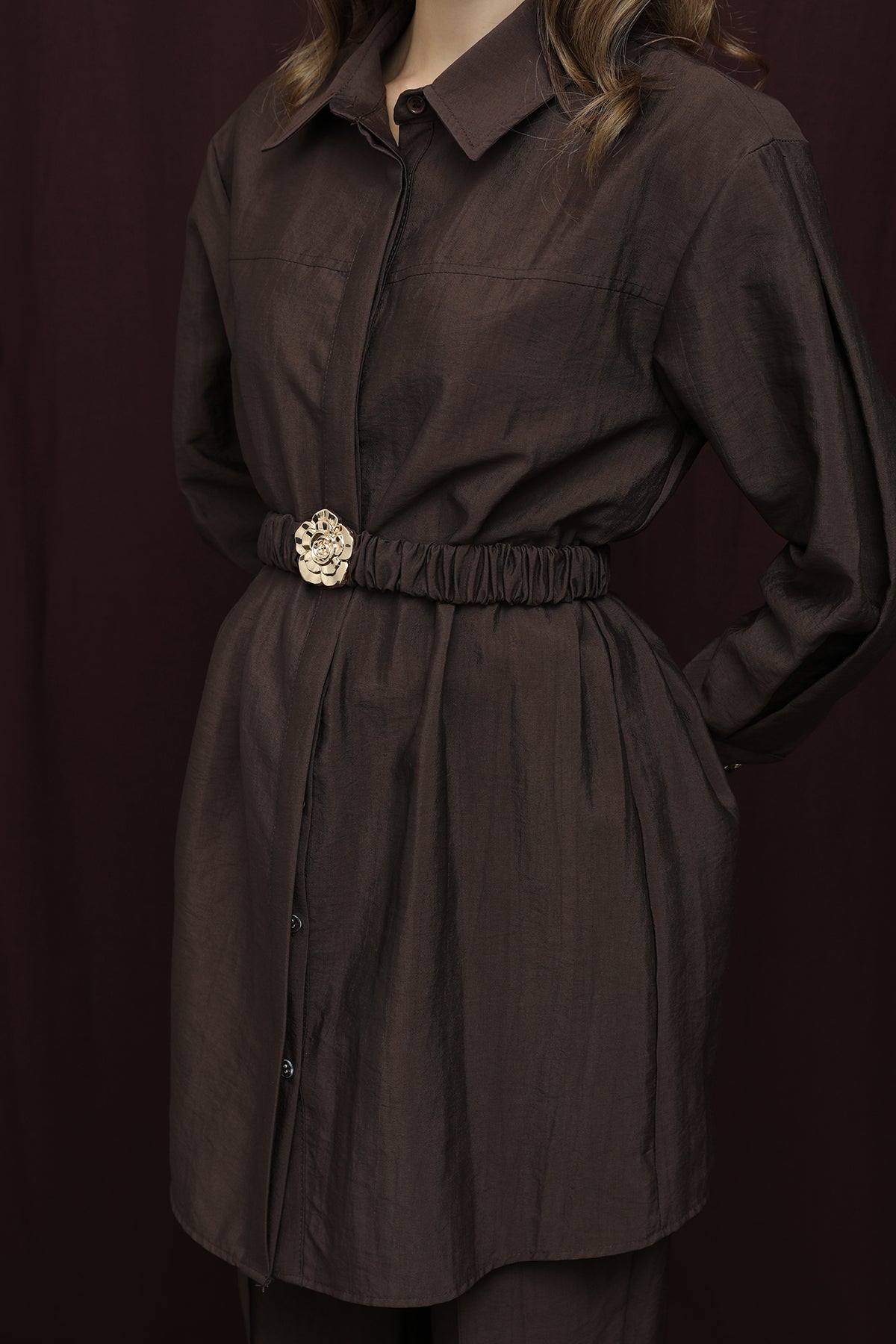 Kadın Gizli Patlı Beli Lastik Kemerli Takım - 14388TKS