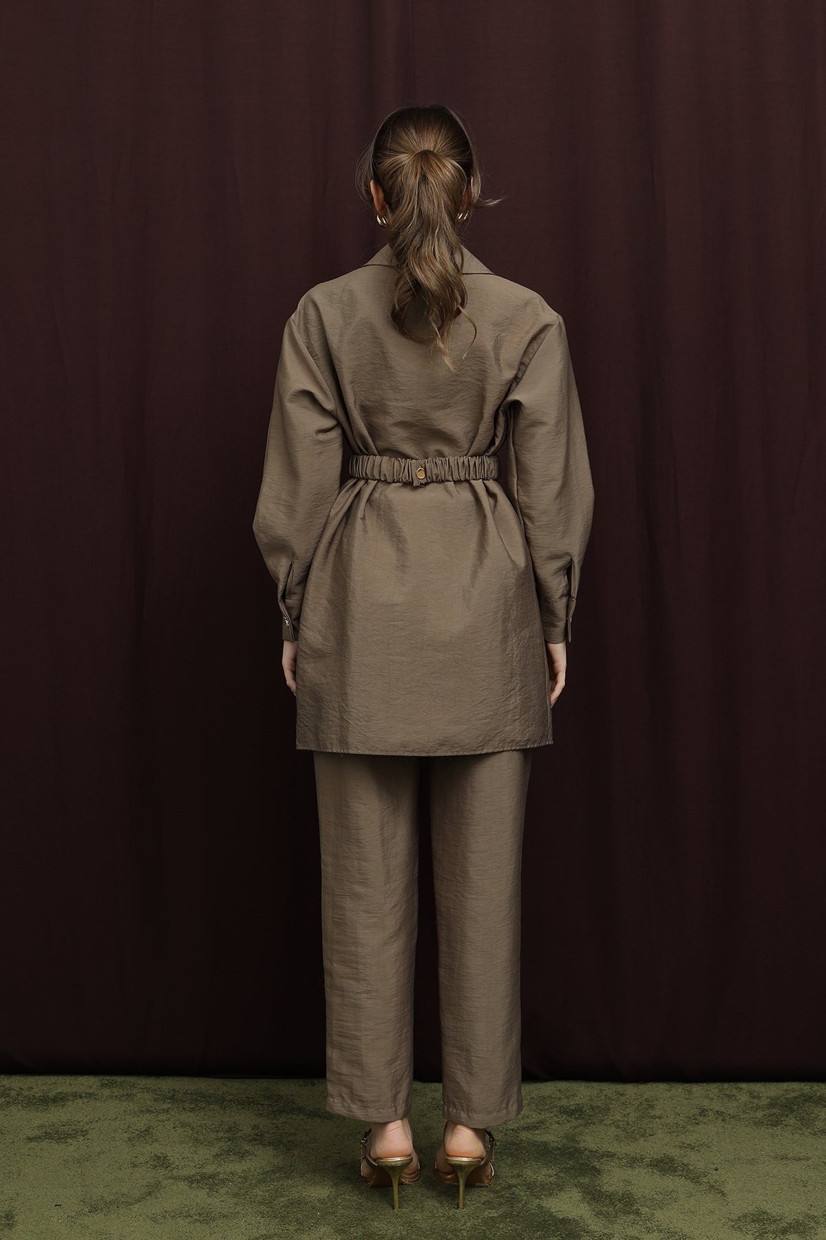 Kadın Gizli Patlı Beli Lastik Kemerli Takım - 14388TKS