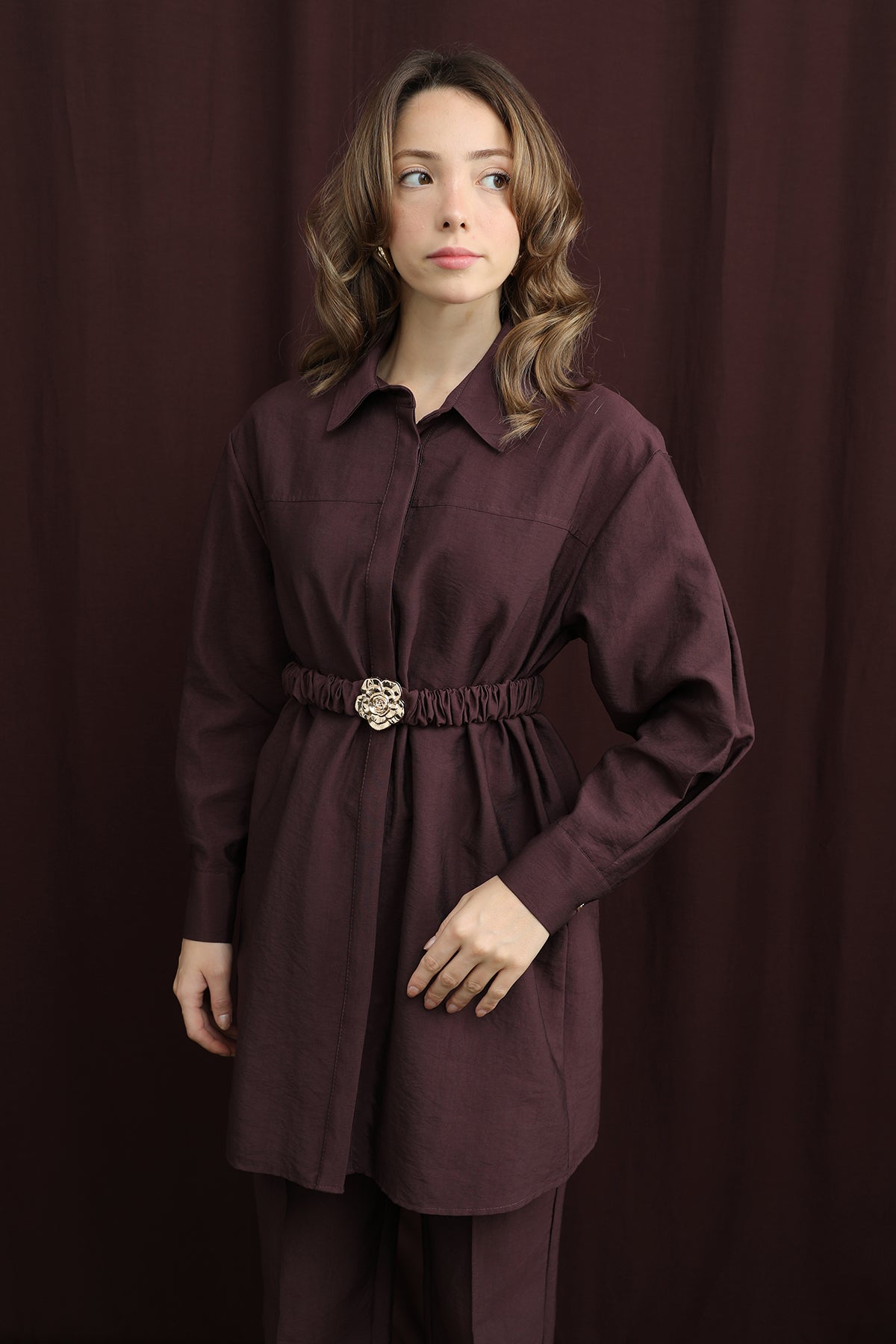 Kadın Gizli Patlı Beli Lastik Kemerli Takım - 14388TKS