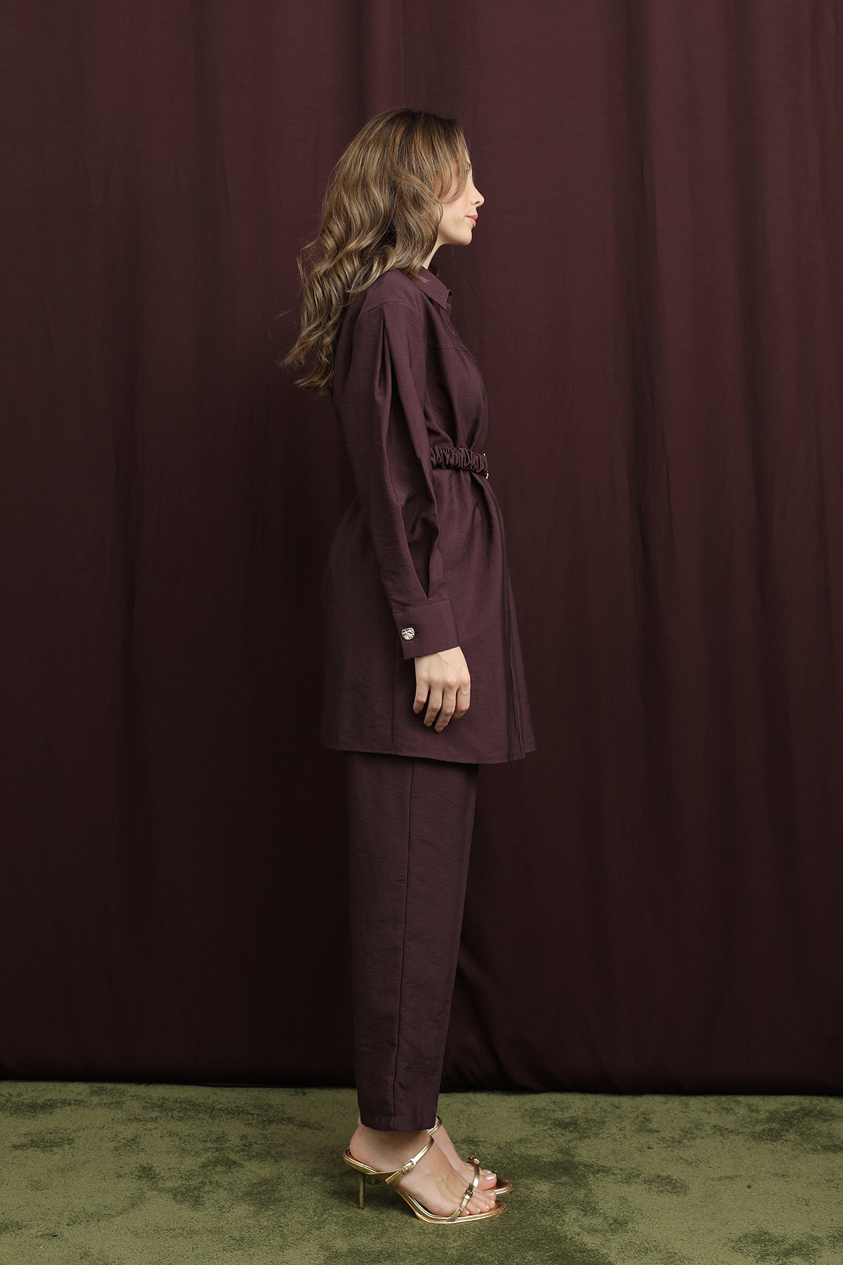 Kadın Gizli Patlı Beli Lastik Kemerli Takım - 14388TKS