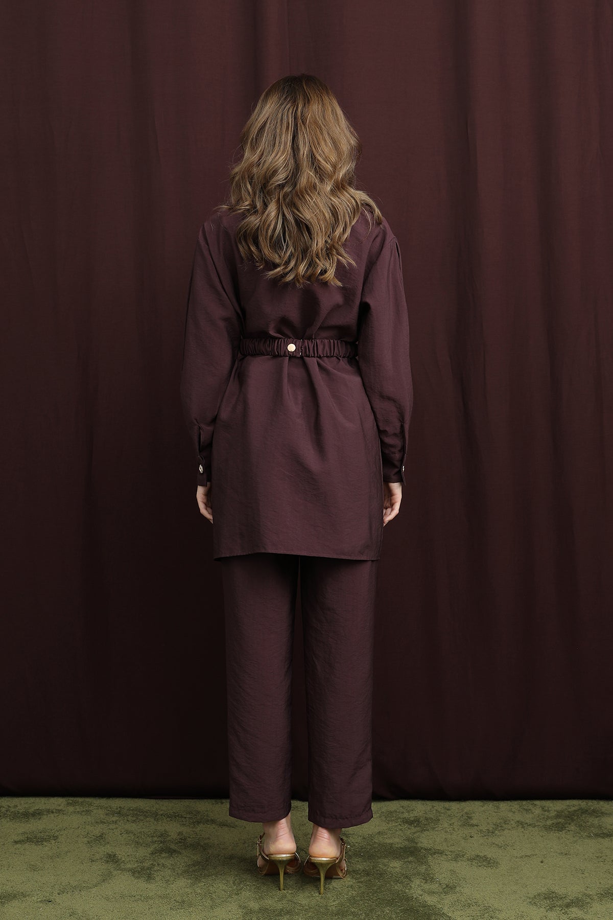 Kadın Gizli Patlı Beli Lastik Kemerli Takım - 14388TKS