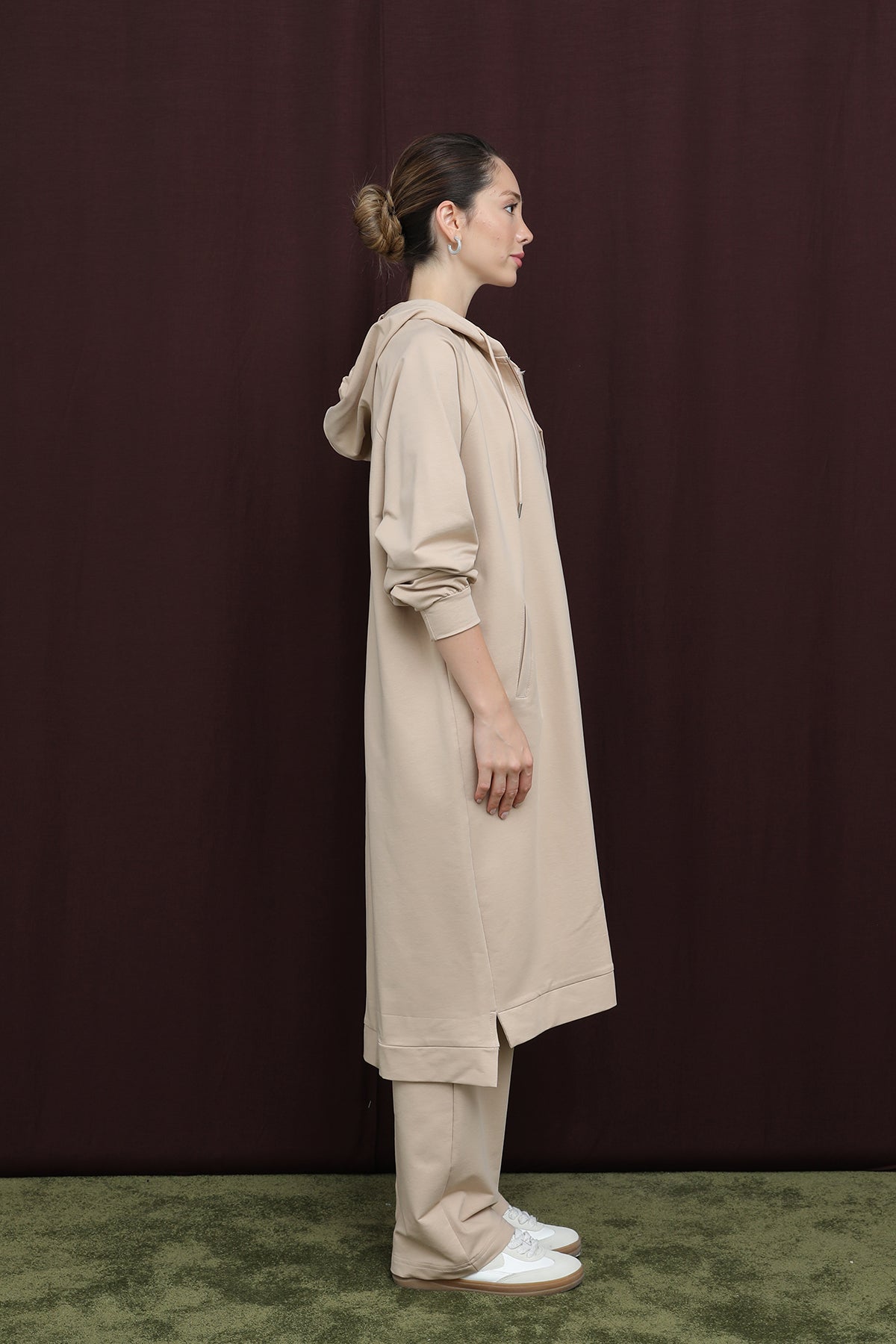 Kadın Aplike Detaylı Fermuarlı Kapüşonlu Takım - 14393TKS