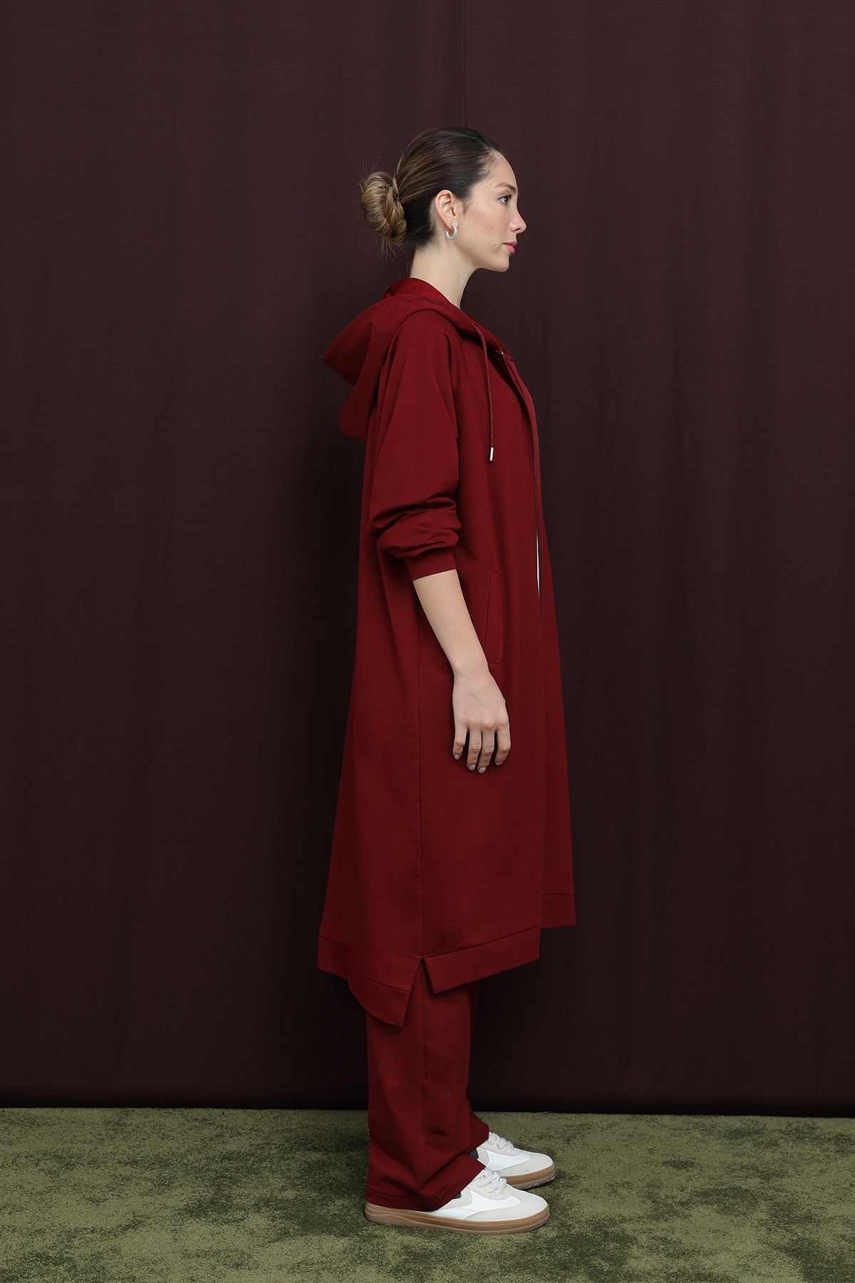 Kadın Aplike Detaylı Fermuarlı Kapüşonlu Takım - 14393TKS