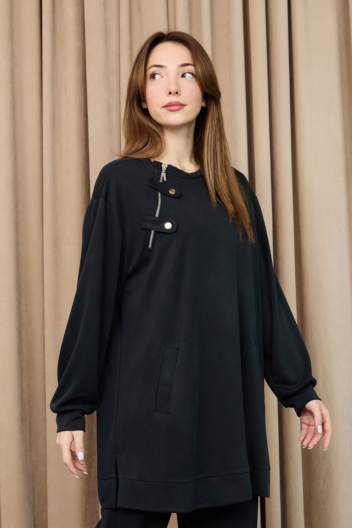 Kadın Yaka Fermuar Detaylı Takım -14406TKS