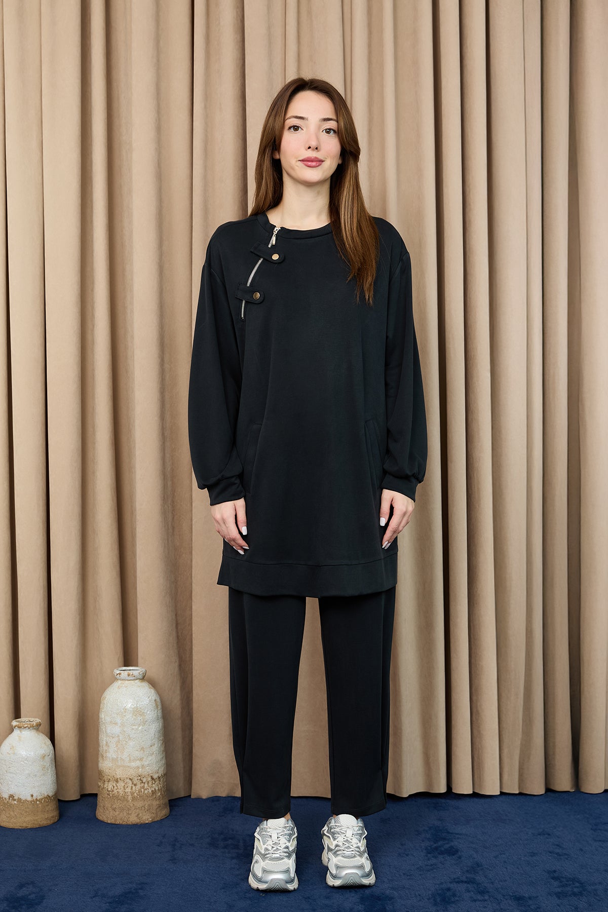 Kadın Yaka Fermuar Detaylı Takım -14406TKS