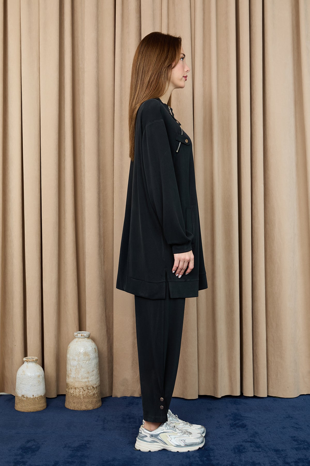 Kadın Yaka Fermuar Detaylı Takım -14406TKS