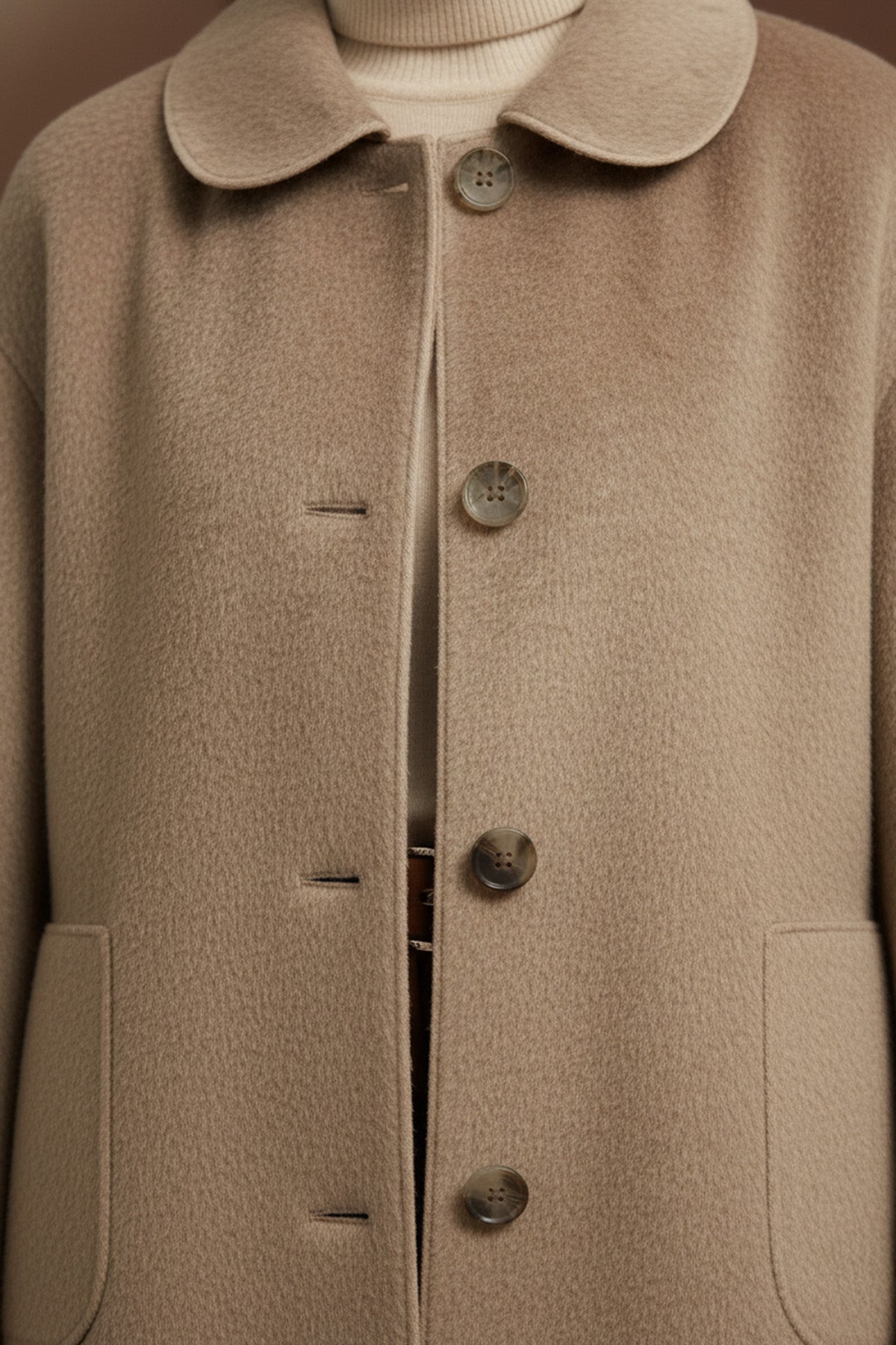 Kadın Düğme ve Cep Detaylı Fox Kaban - 15220KBN