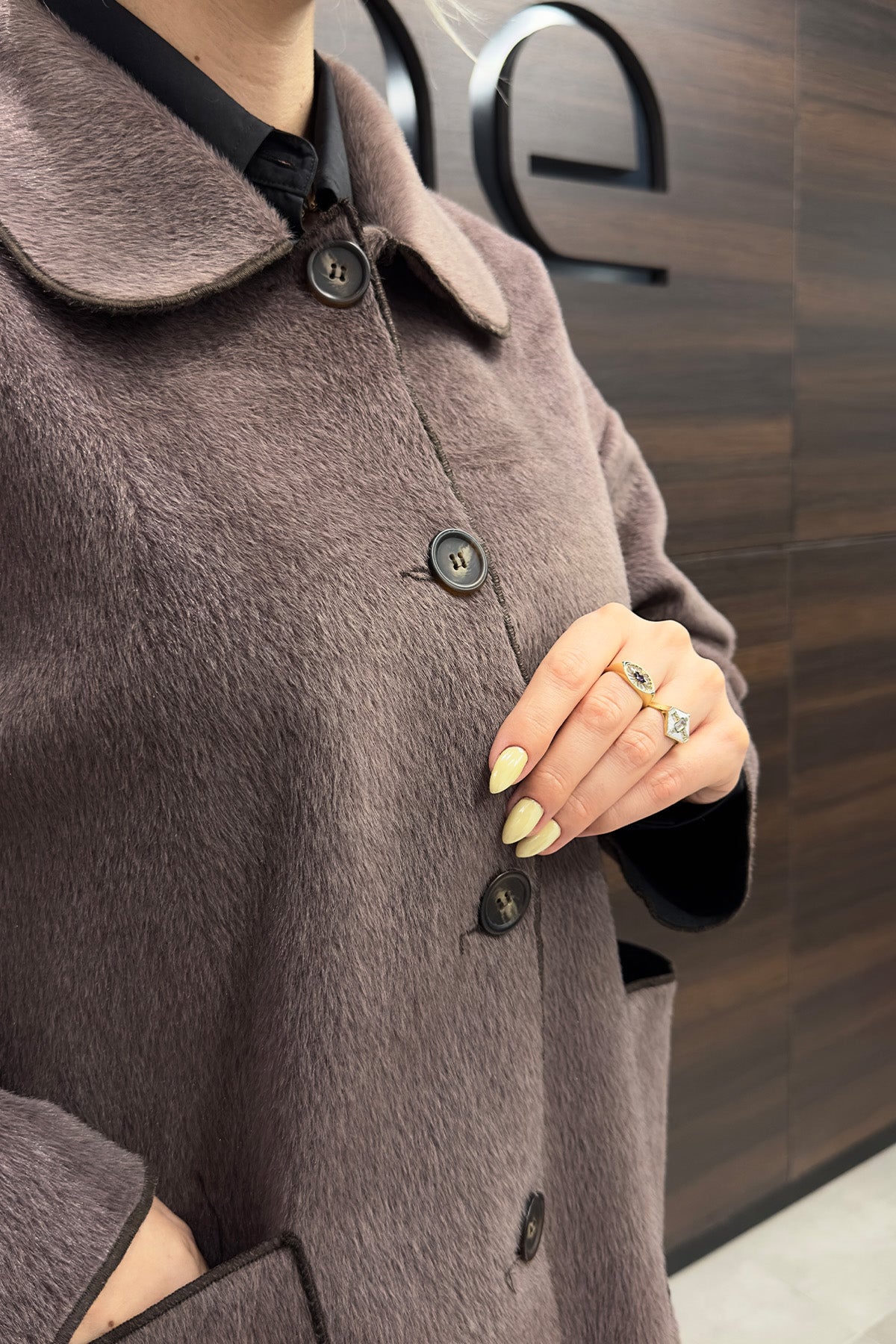 Kadın Düğme ve Cep Detaylı Fox Kaban - 15220KBN