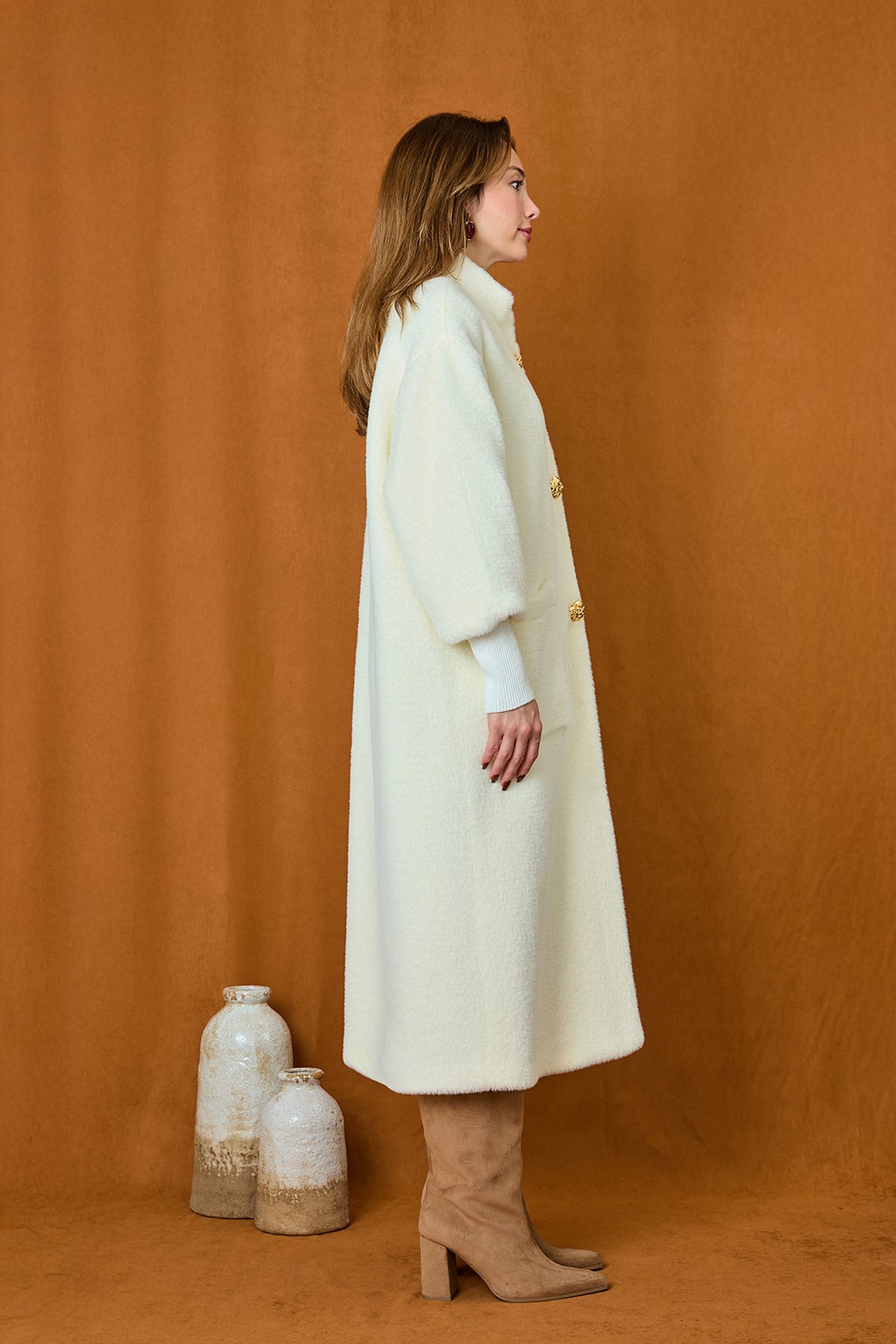 Kadın Düğme Detaylı Çıtçıtlı Kaban - 15231KBN