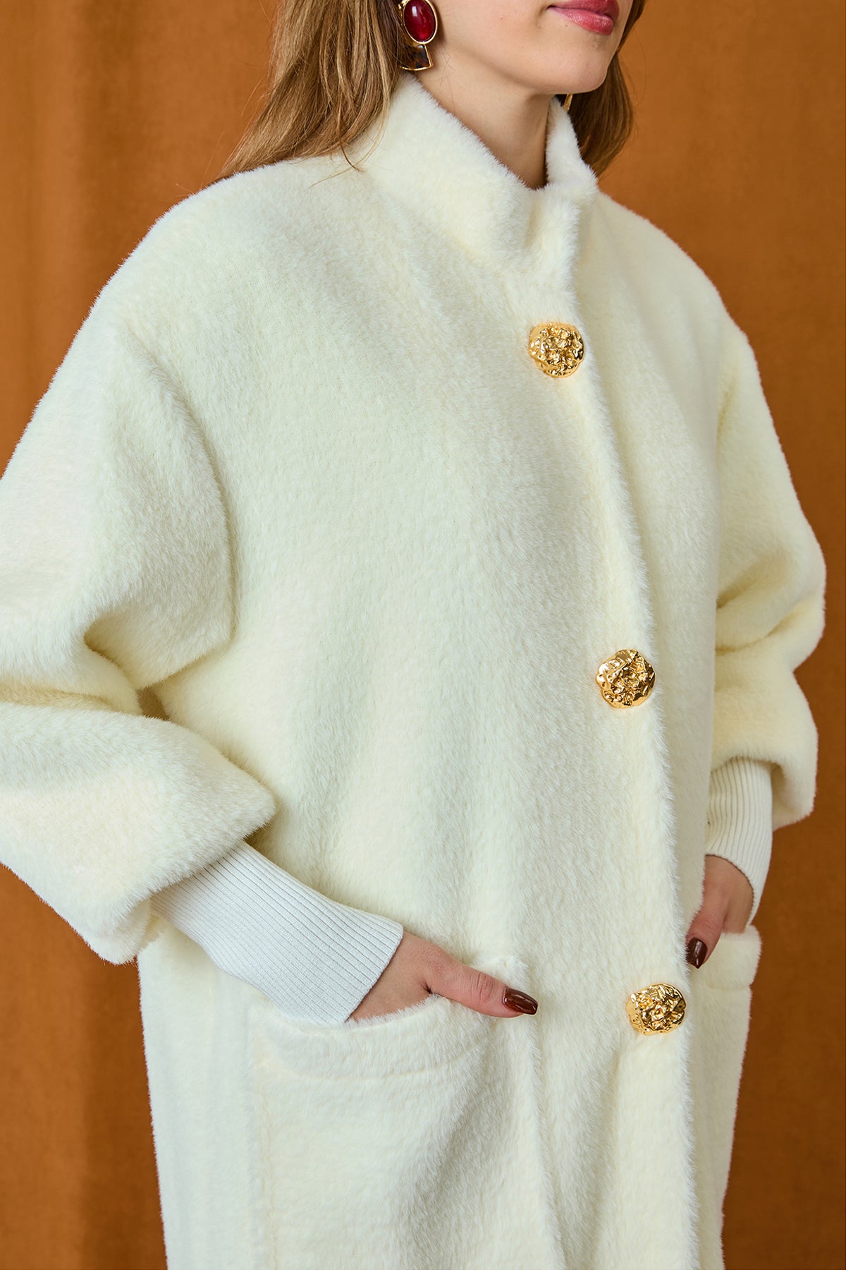 Kadın Düğme Detaylı Çıtçıtlı Kaban - 15231KBN