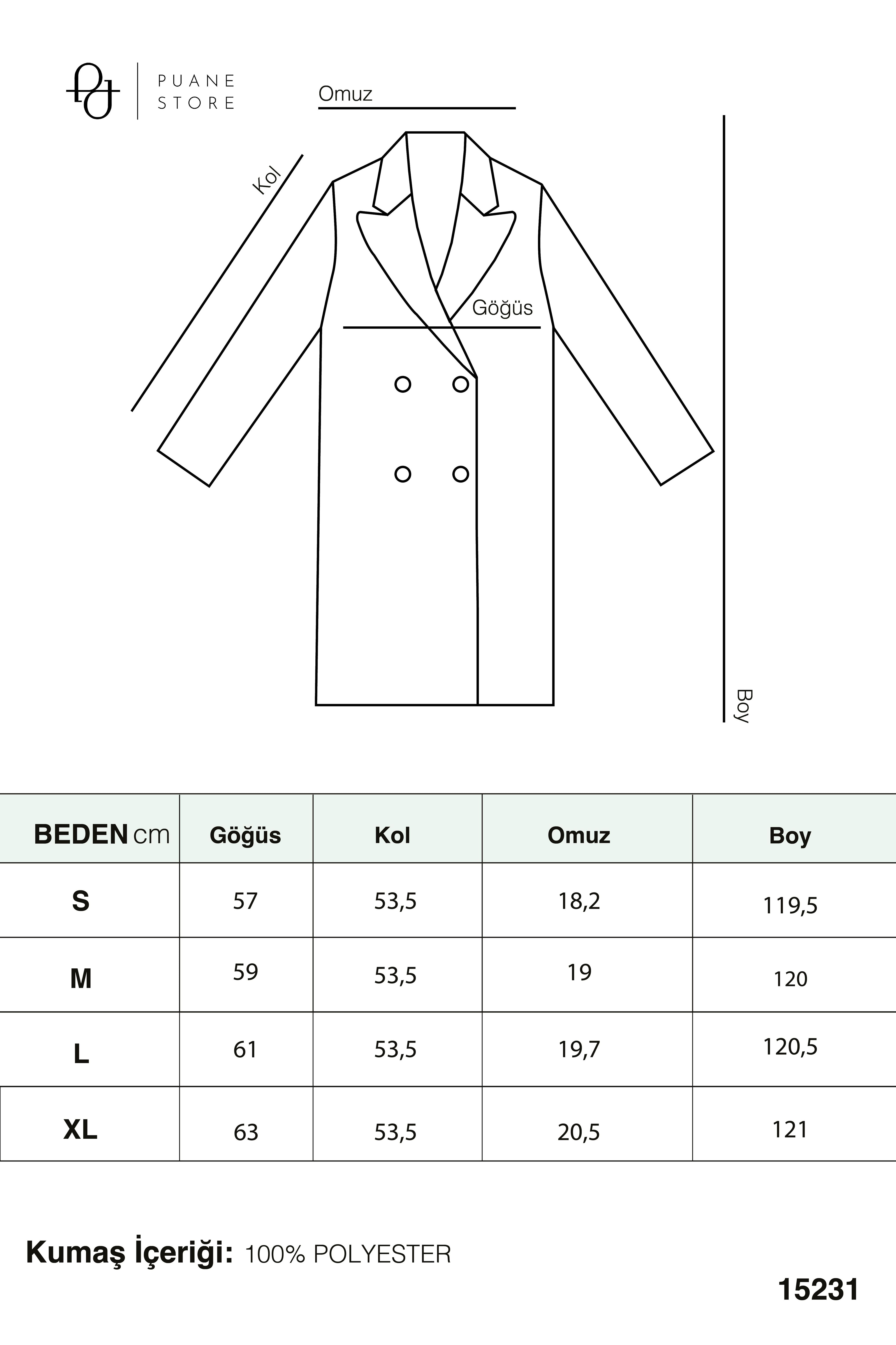 Kadın Düğme Detaylı Çıtçıtlı Kaban - 15231KBN