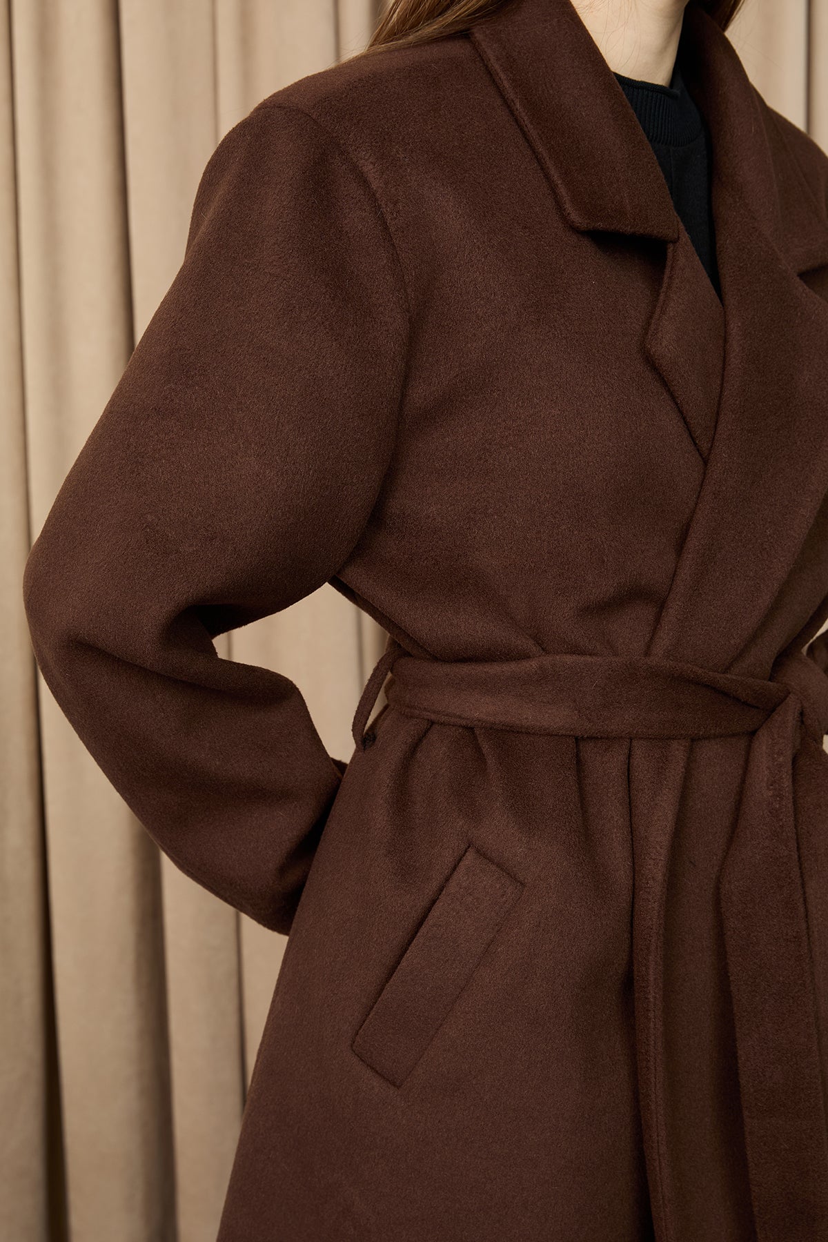 Kadın Kruvaze Yaka Kaşe Kaban -15237KBN