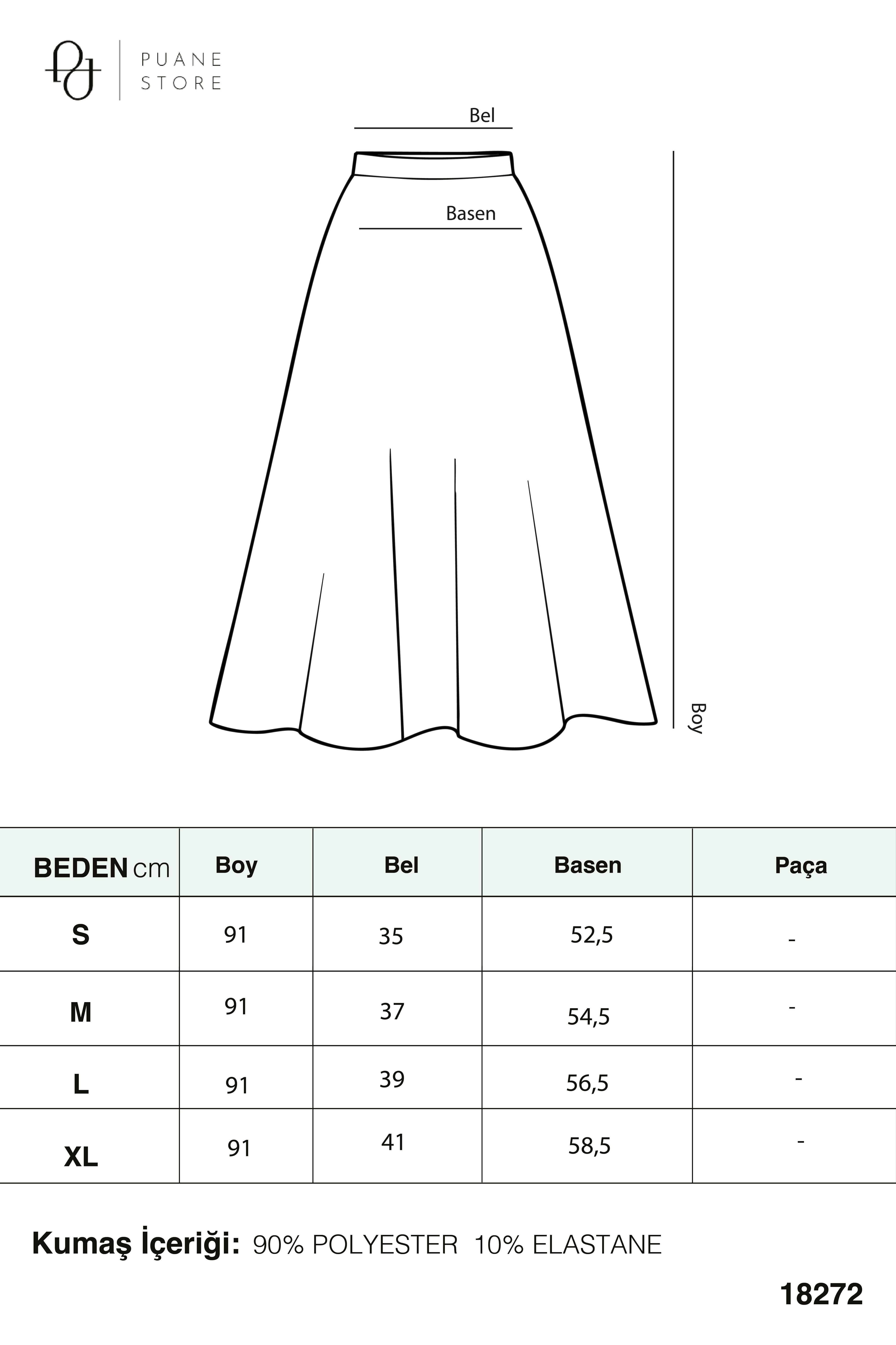 Kadın Puantiye Fularlı Açılımlı Dokuma Etek - 18272ETK