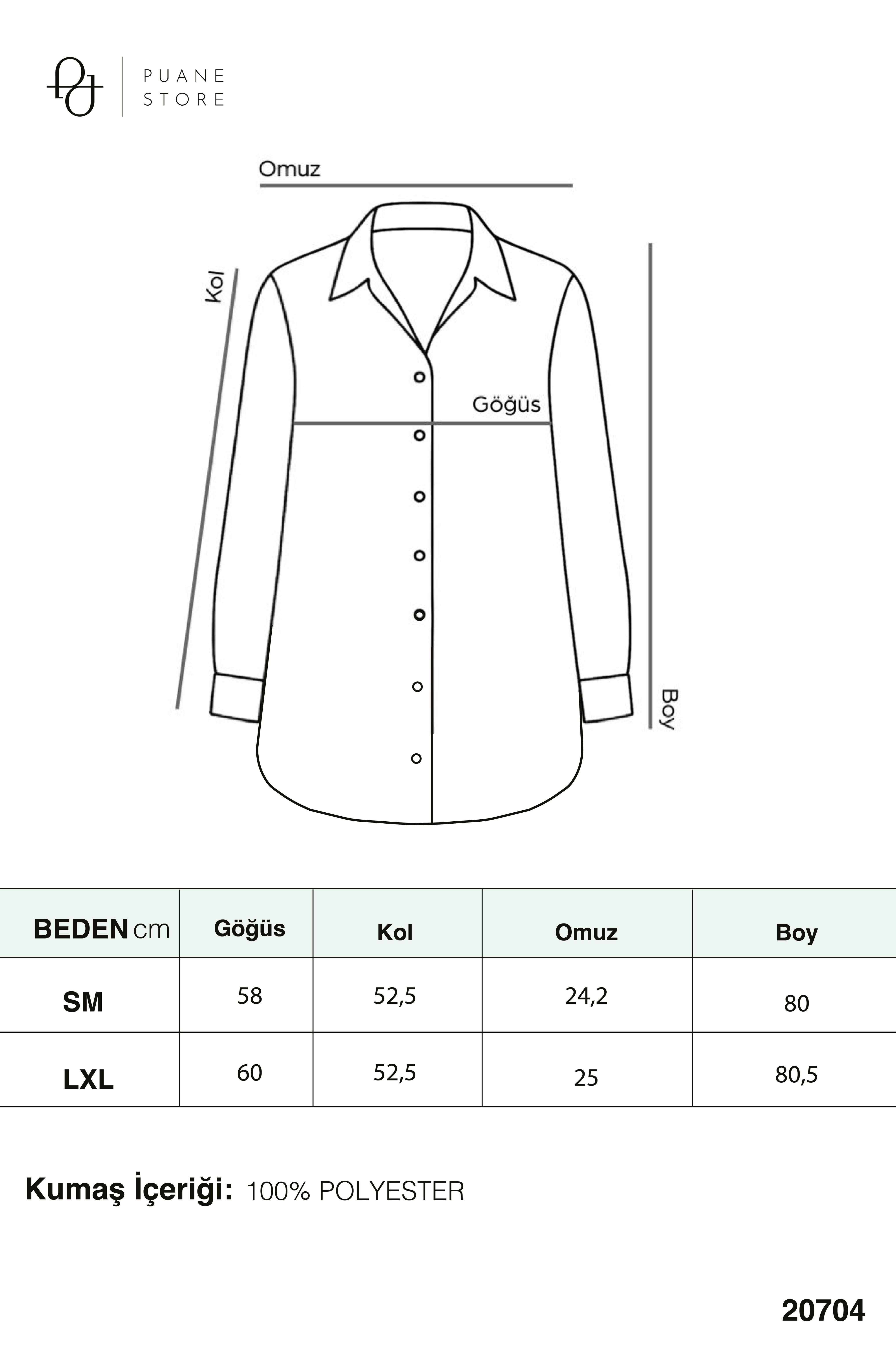 Kadın Taş Detaylı Scuba Gömlek - 20704GML
