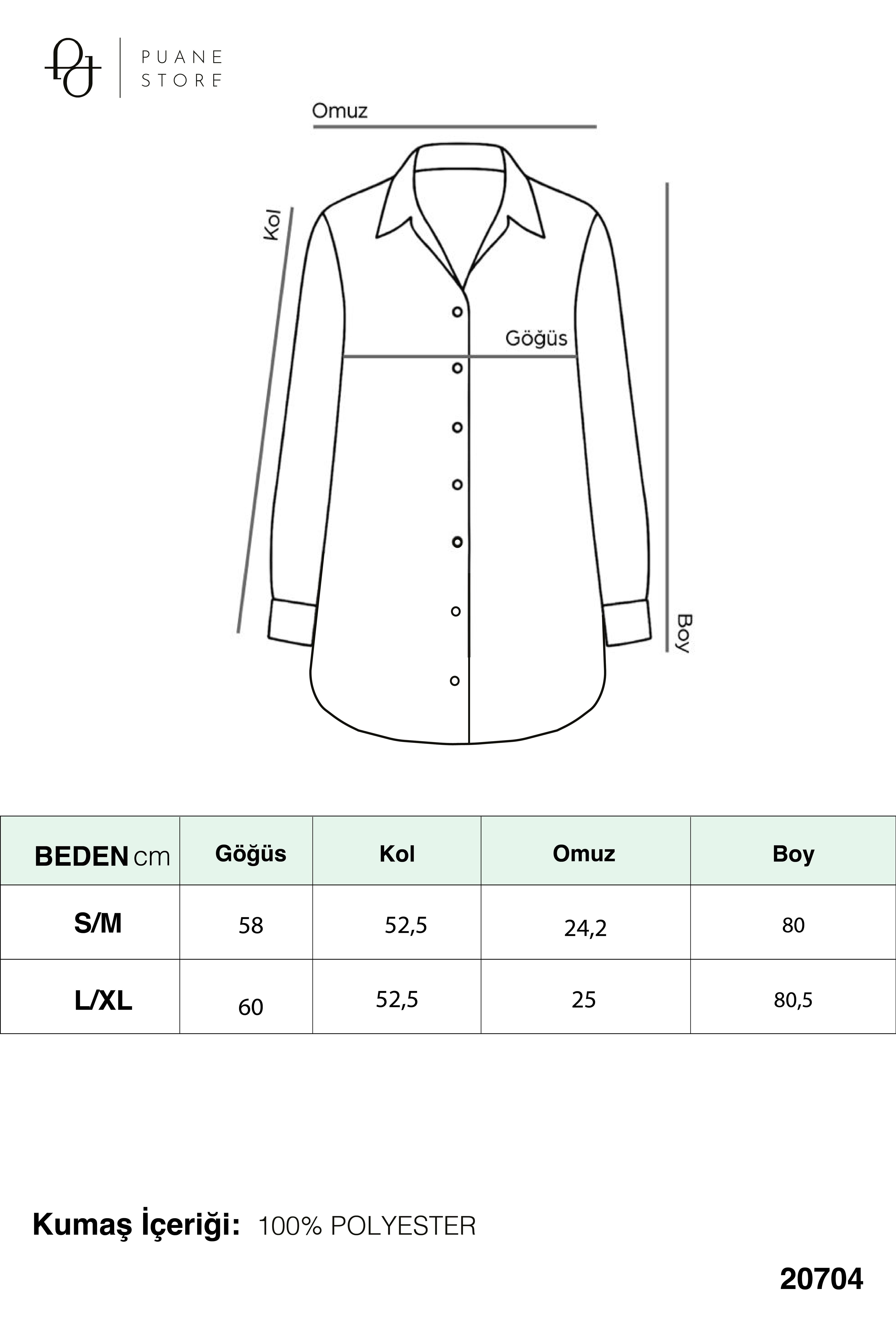 Kadın Taş Detaylı Scuba Gömlek - 20704GML