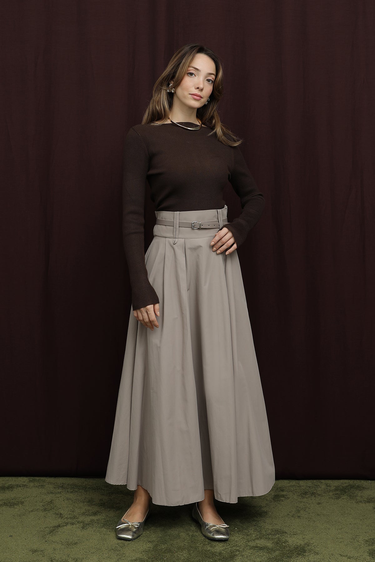 Kadın Köprü Detaylı Kemerli Etek - 20710ETK