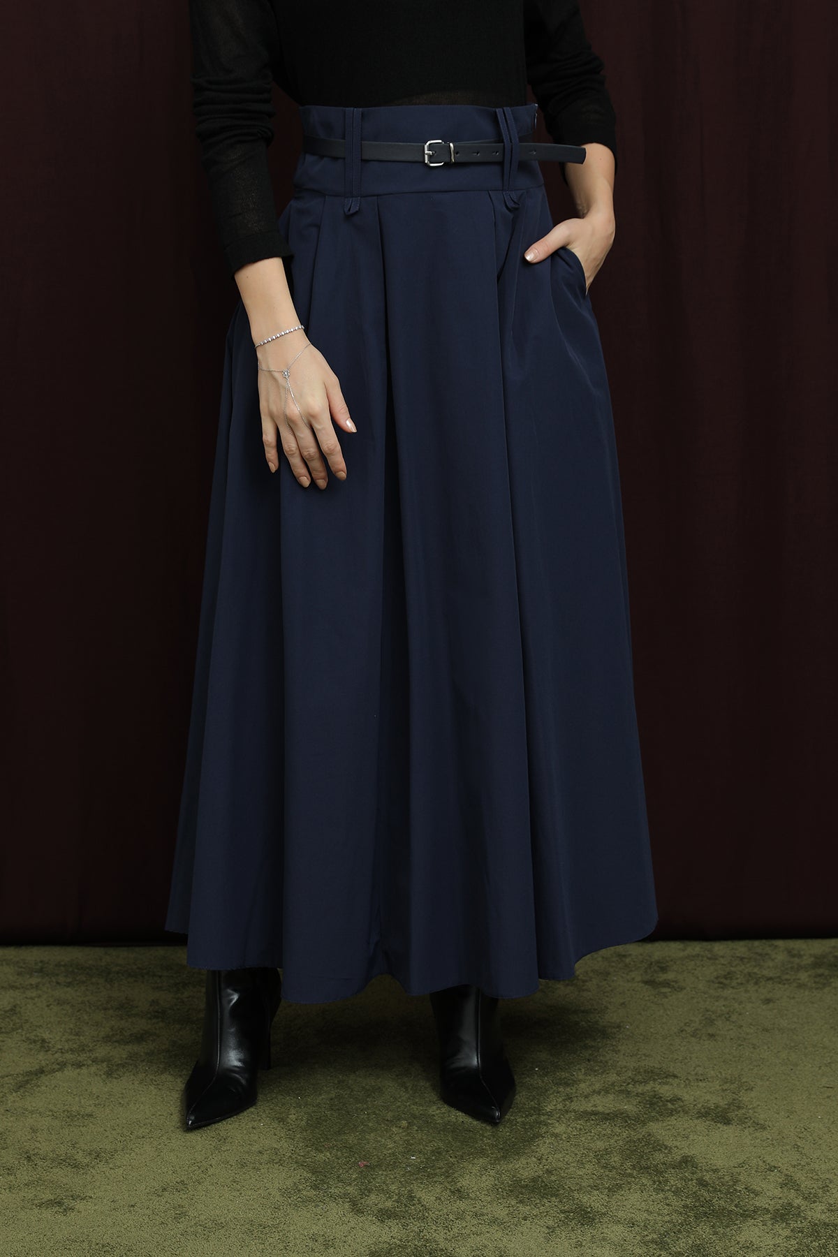 Kadın Köprü Detaylı Kemerli Etek - 20710ETK