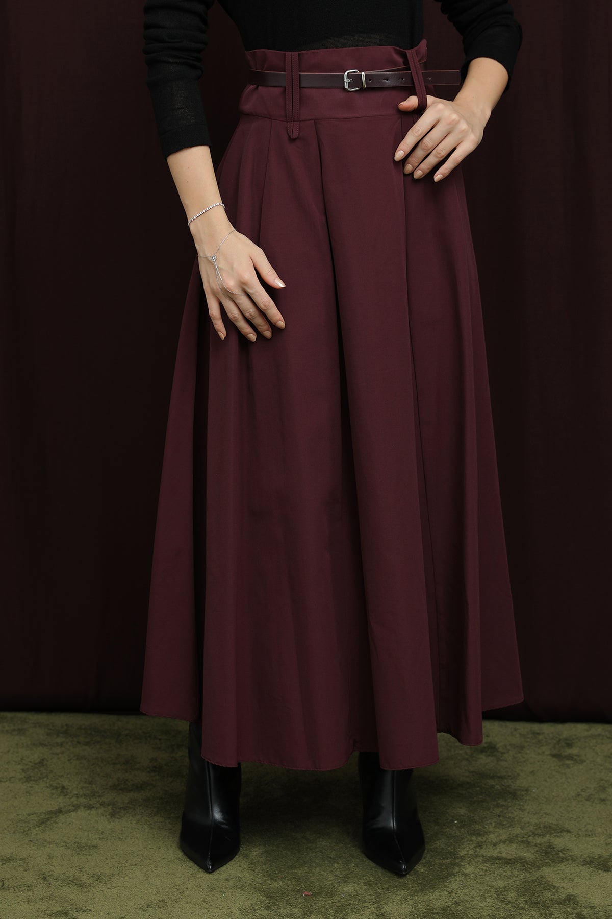 Kadın Köprü Detaylı Kemerli Etek - 20710ETK