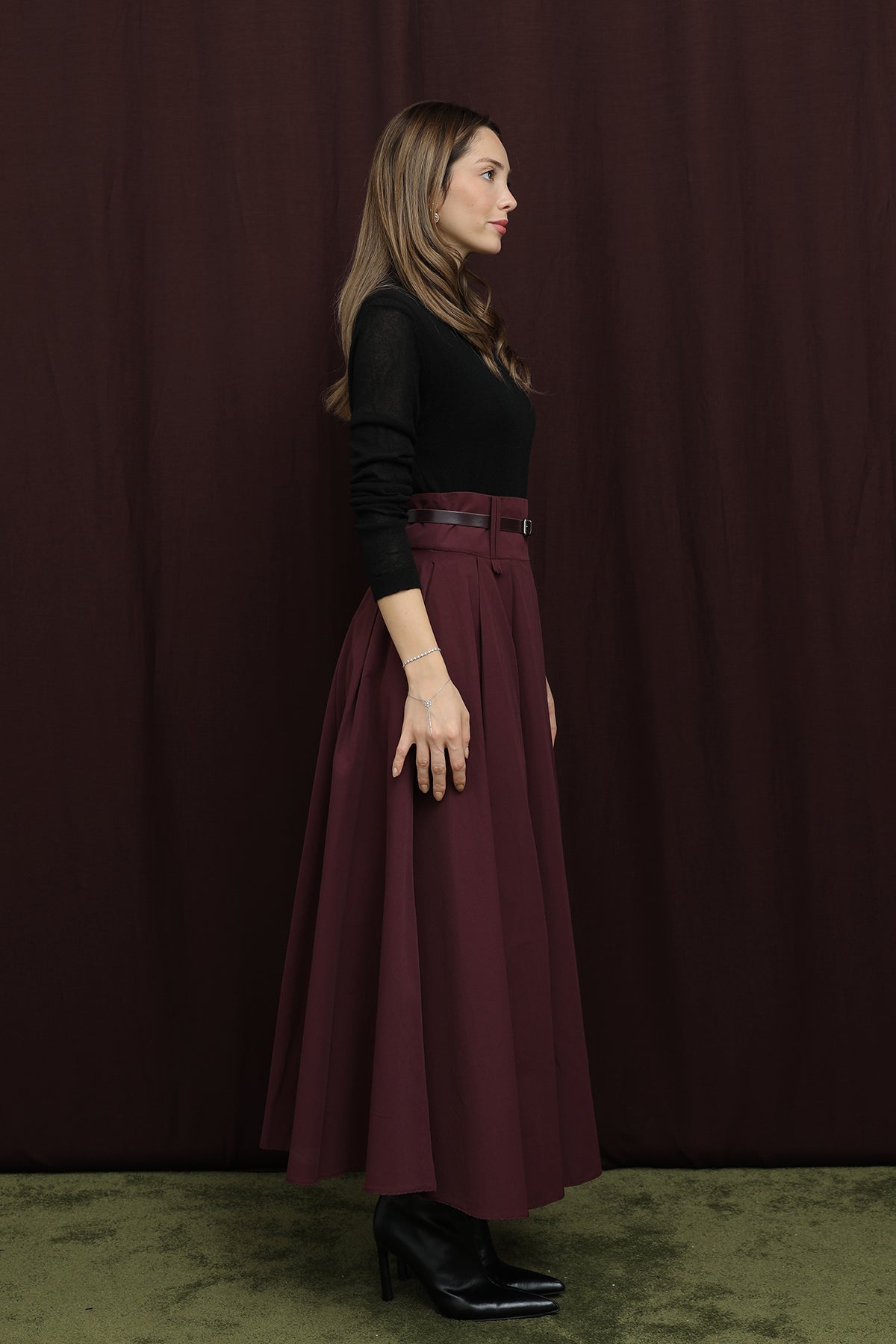 Kadın Köprü Detaylı Kemerli Etek - 20710ETK