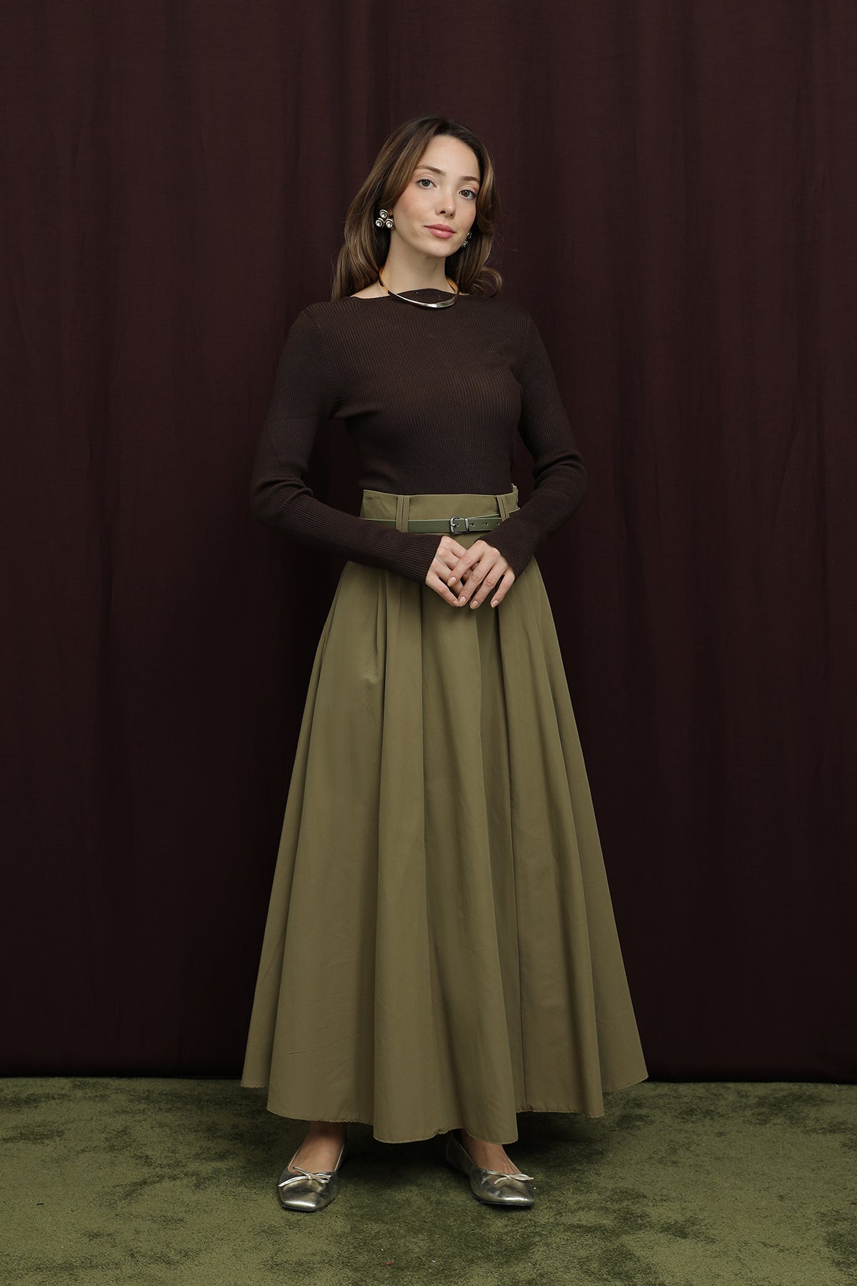 Kadın Köprü Detaylı Kemerli Etek - 20710ETK