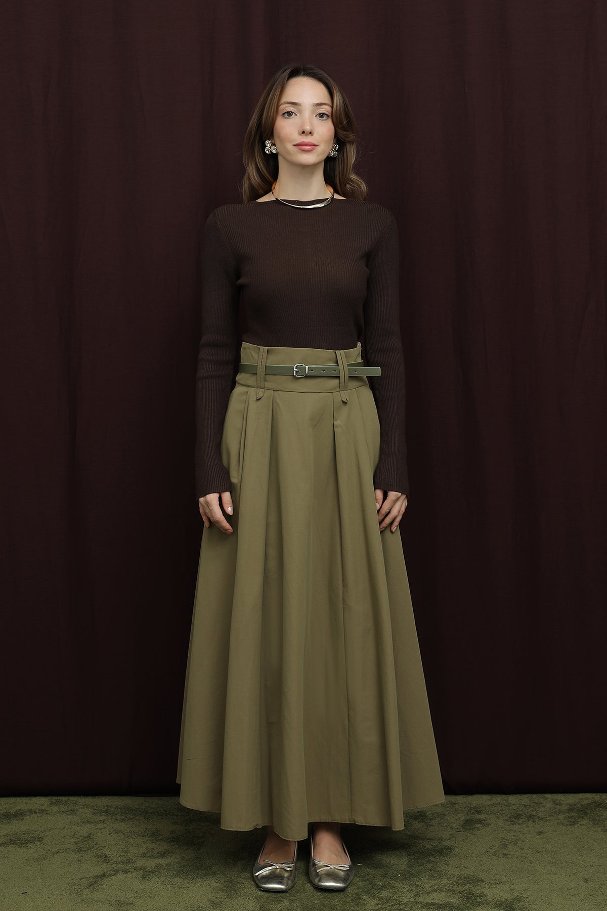 Kadın Köprü Detaylı Kemerli Etek - 20710ETK