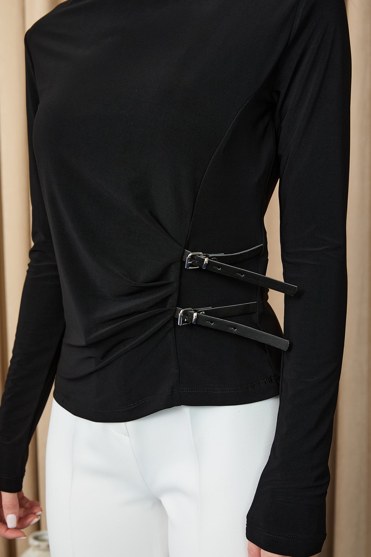 Kadın Kemer Detaylı Bluz -20721BLZ