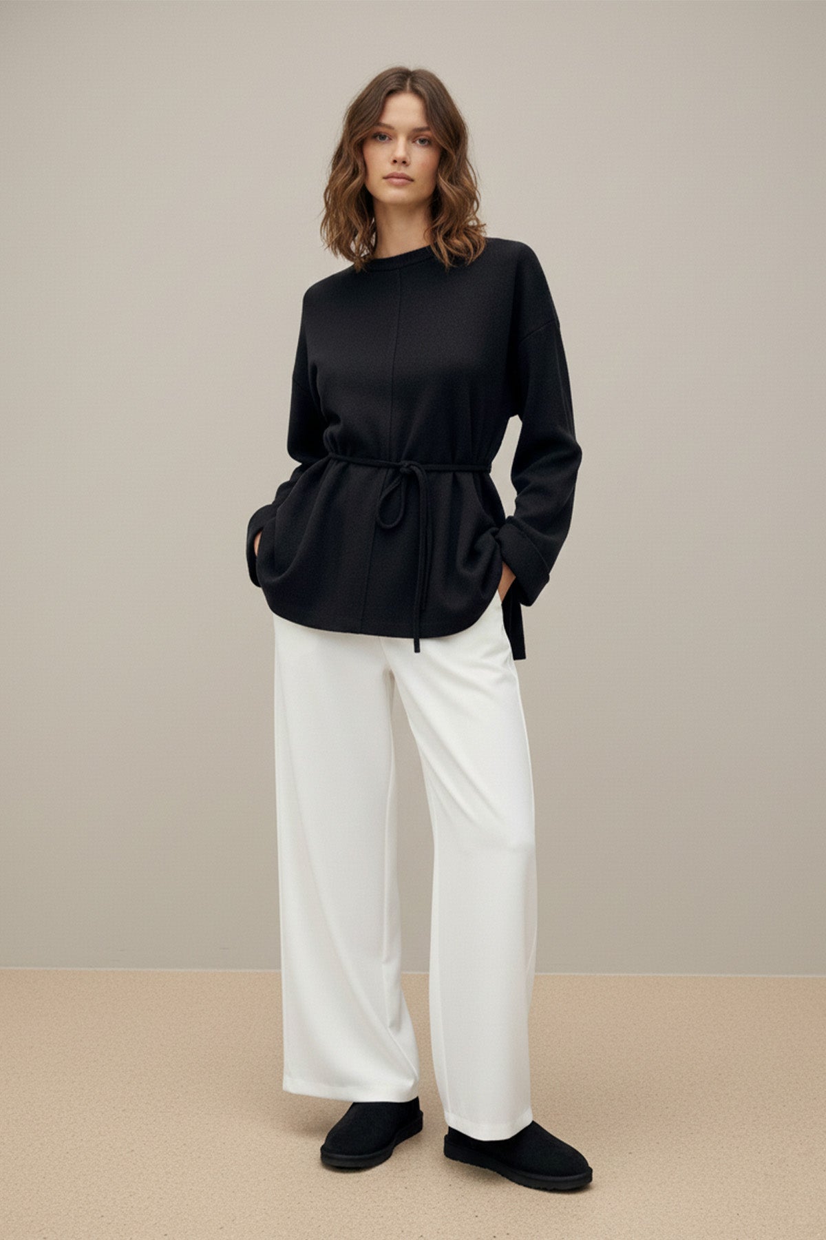 Kadın Kuşaklı Minimal Örme Tunik – 20725TBLZ