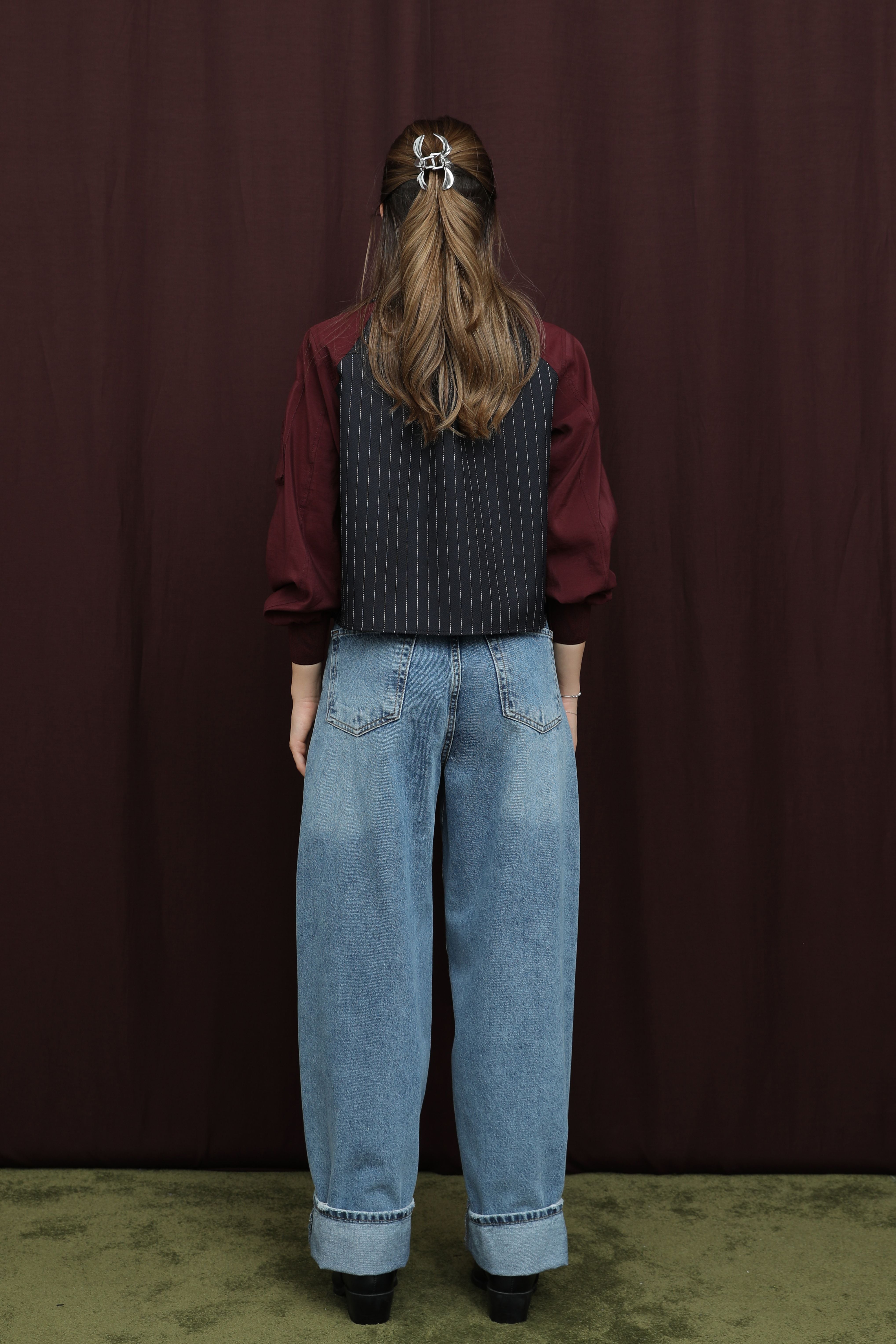 Kadın Paraşüt Kol Detaylı Crop Gömlek - 32398GML