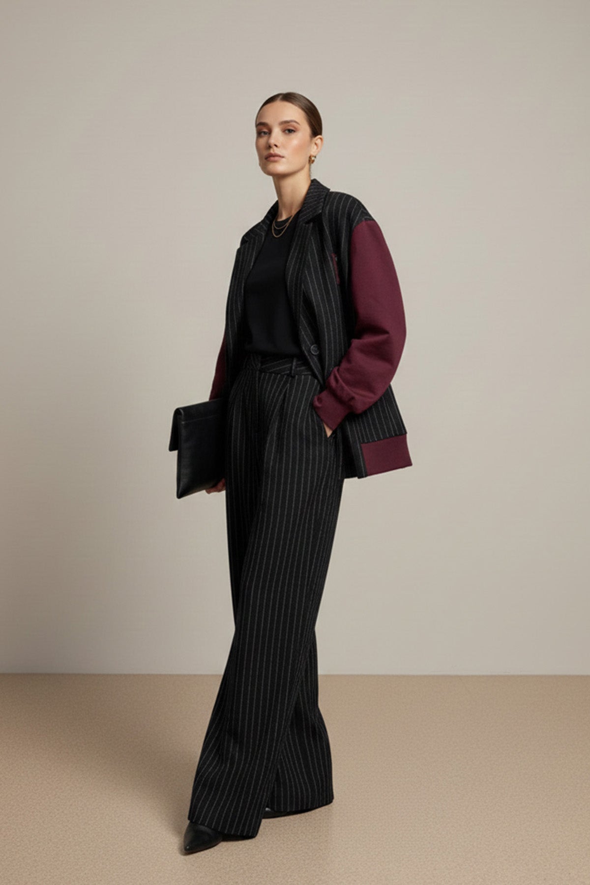 Kadın Çizgili Oversize Ceket - 32401CKT