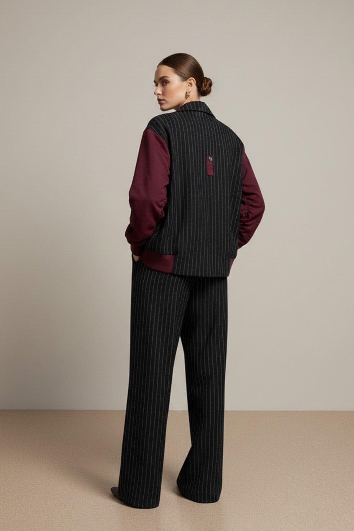 Kadın Çizgili Oversize Ceket - 32401CKT