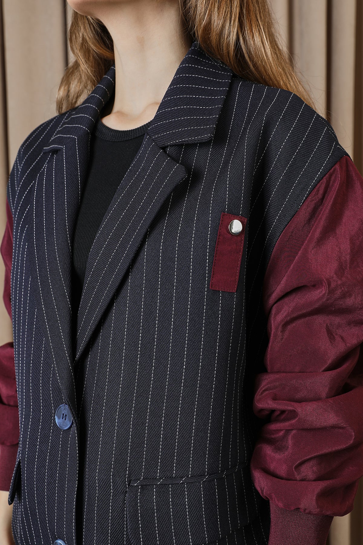 Kadın Çizgili Oversize Ceket - 32401CKT