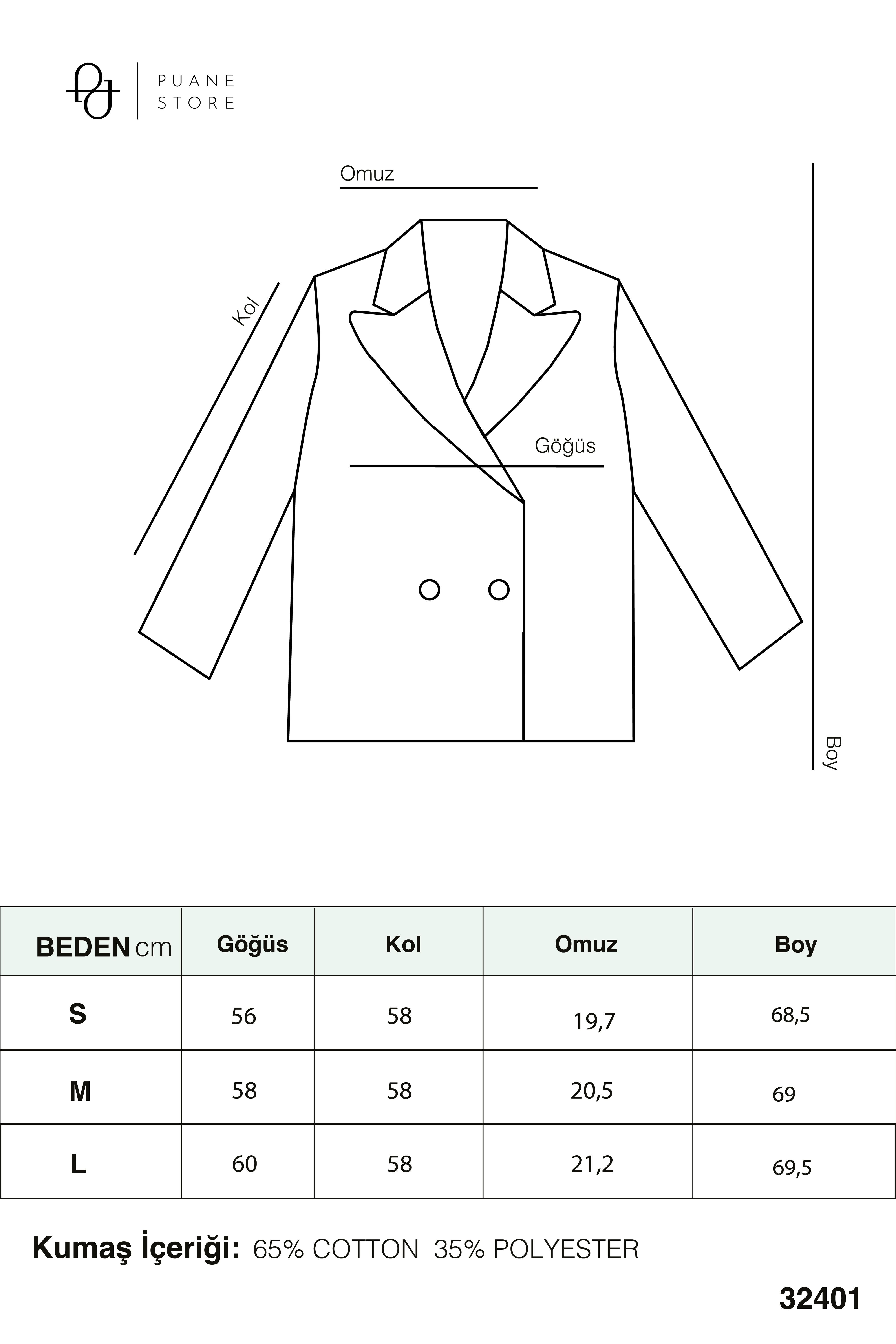 Kadın Çizgili Oversize Ceket - 32401CKT