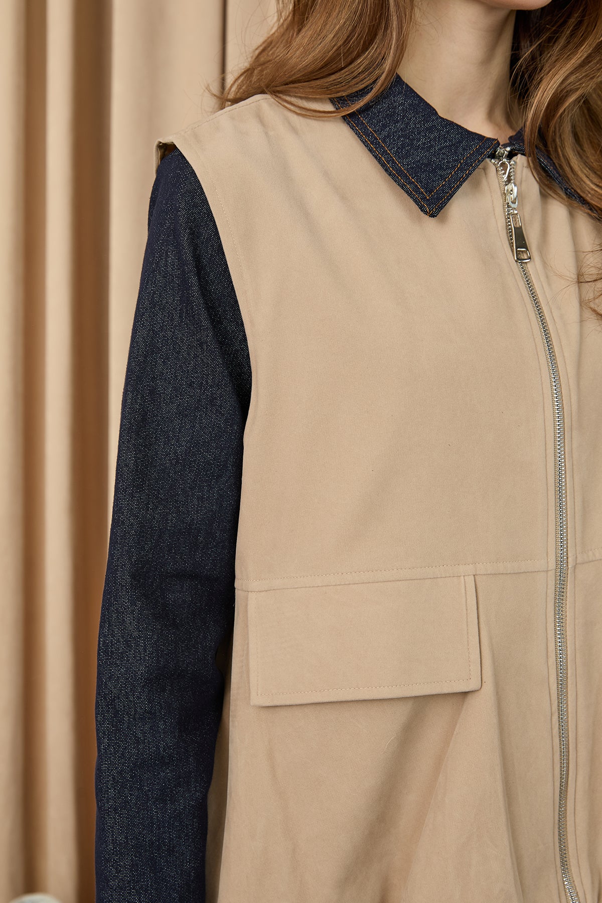 Kadın Cep Detaylı Süet Yelek - 32404YLK