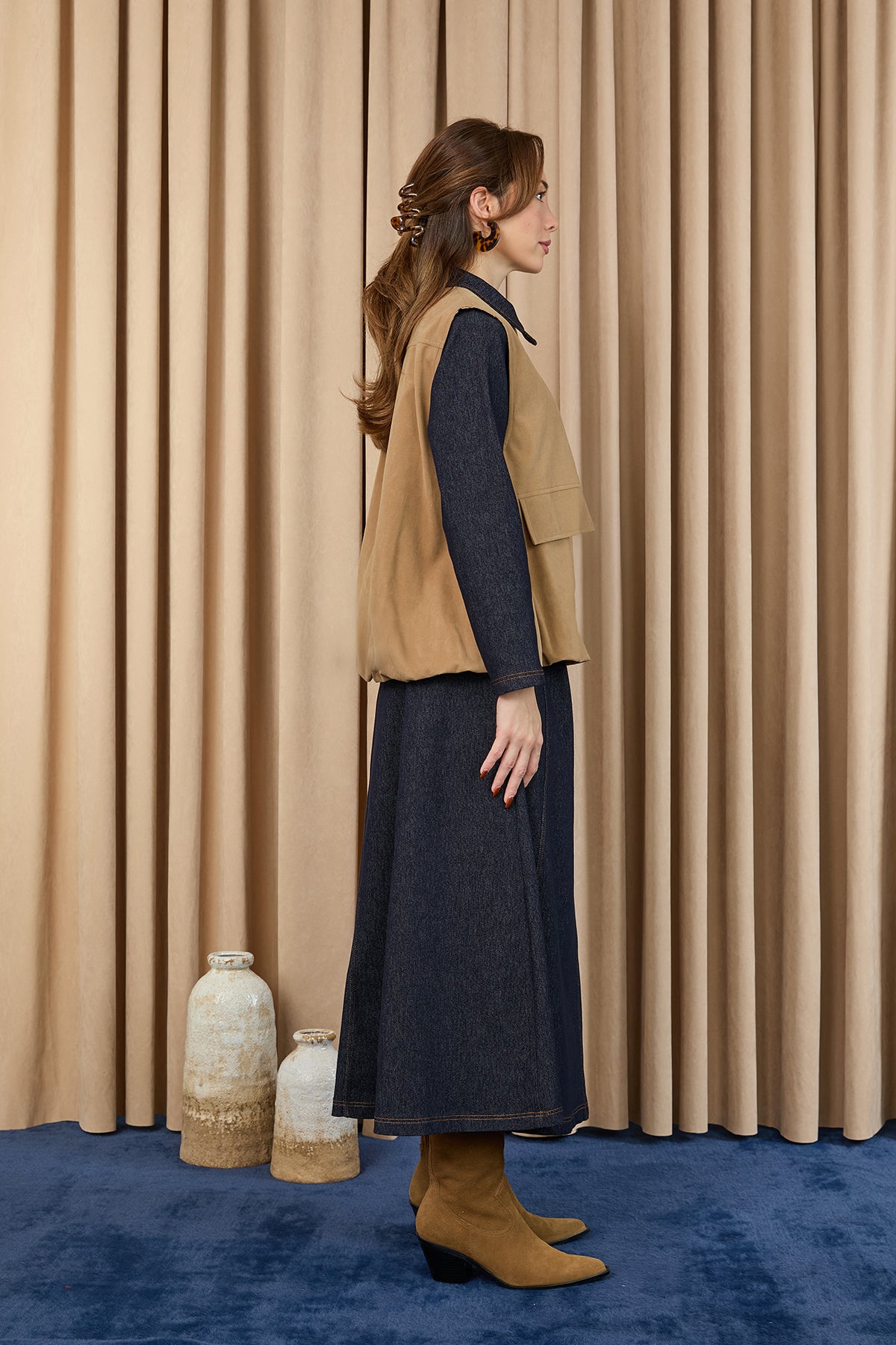 Kadın Cep Detaylı Süet Yelek - 32404YLK