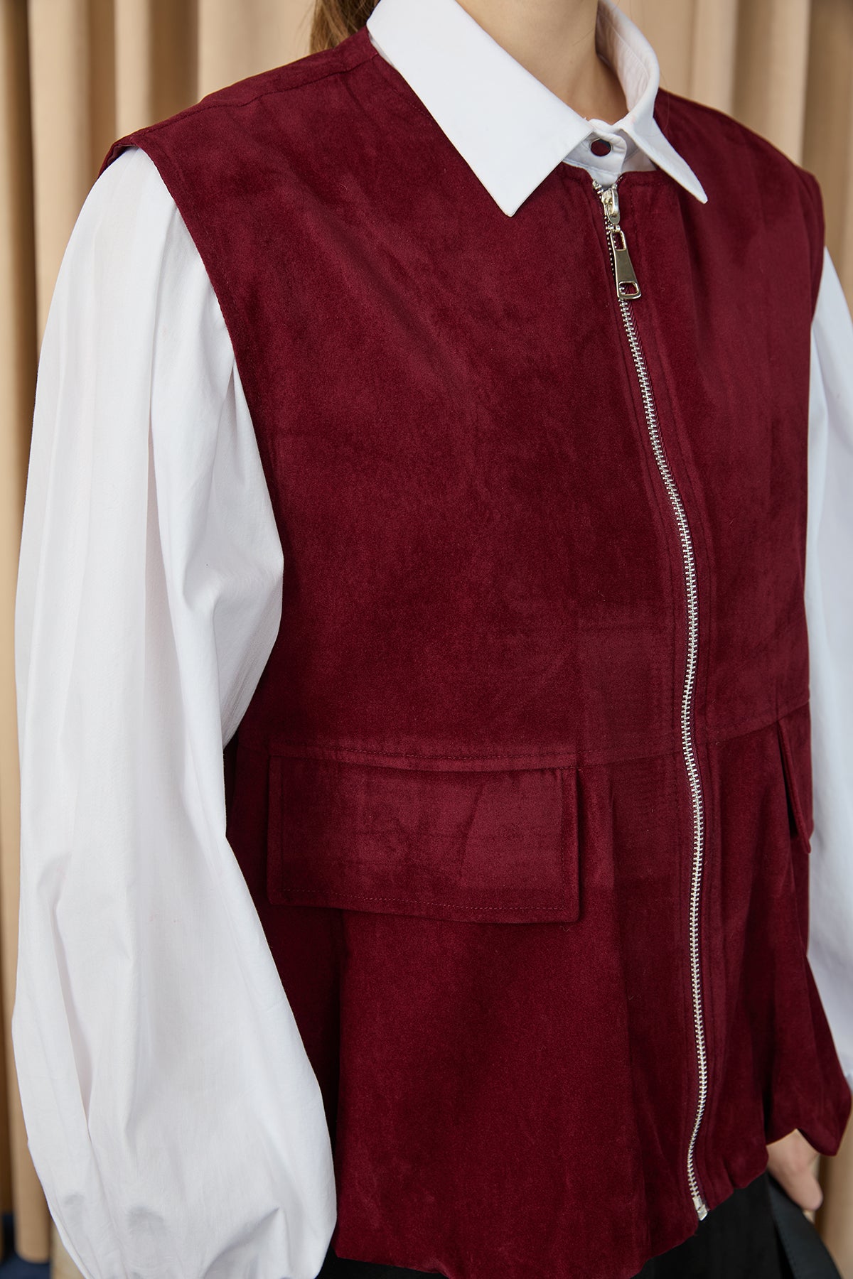 Kadın Cep Detaylı Süet Yelek - 32404YLK