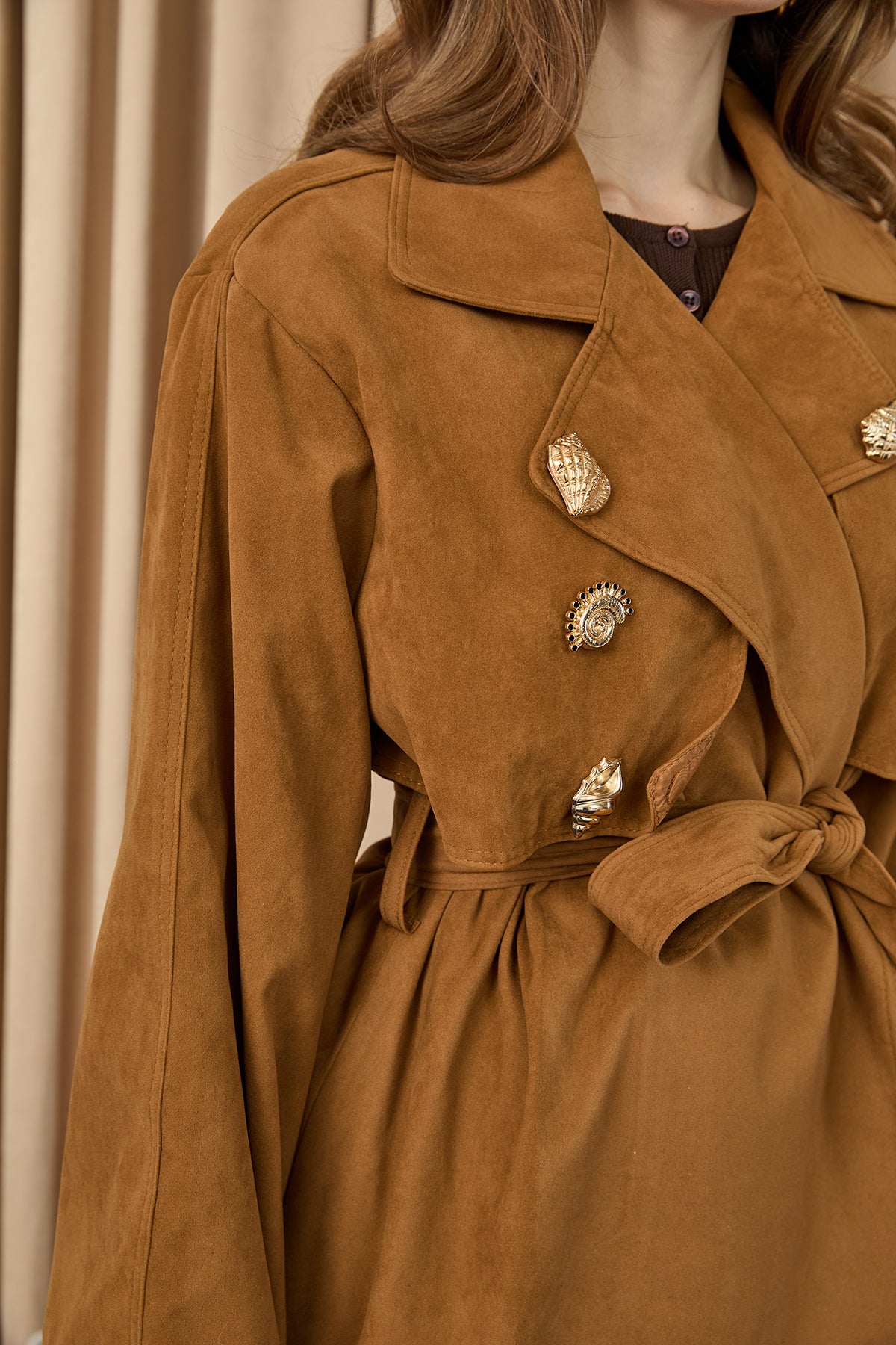 Kadın Broş Detaylı Kısa Trench - 32405