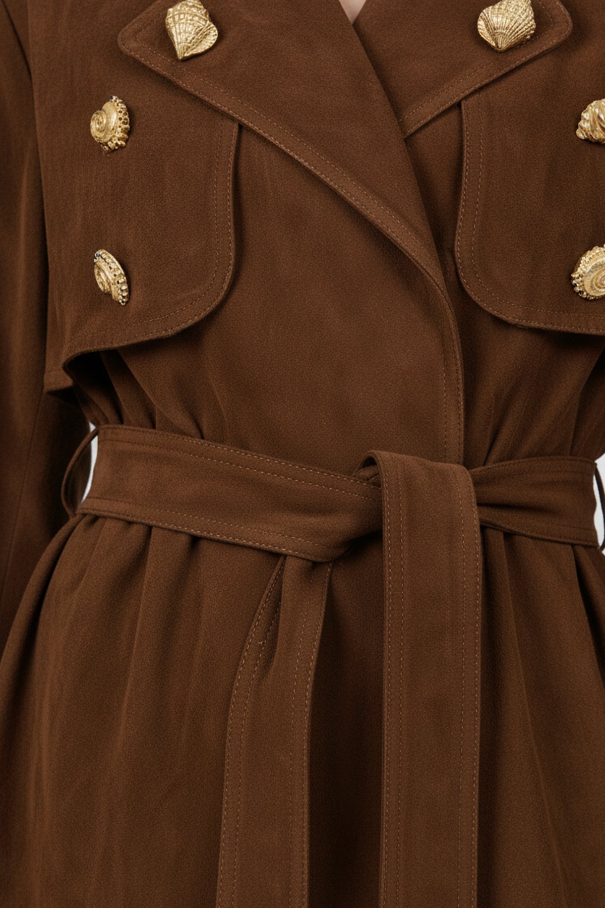 Kadın Broş Detaylı Kısa Trench - 32405