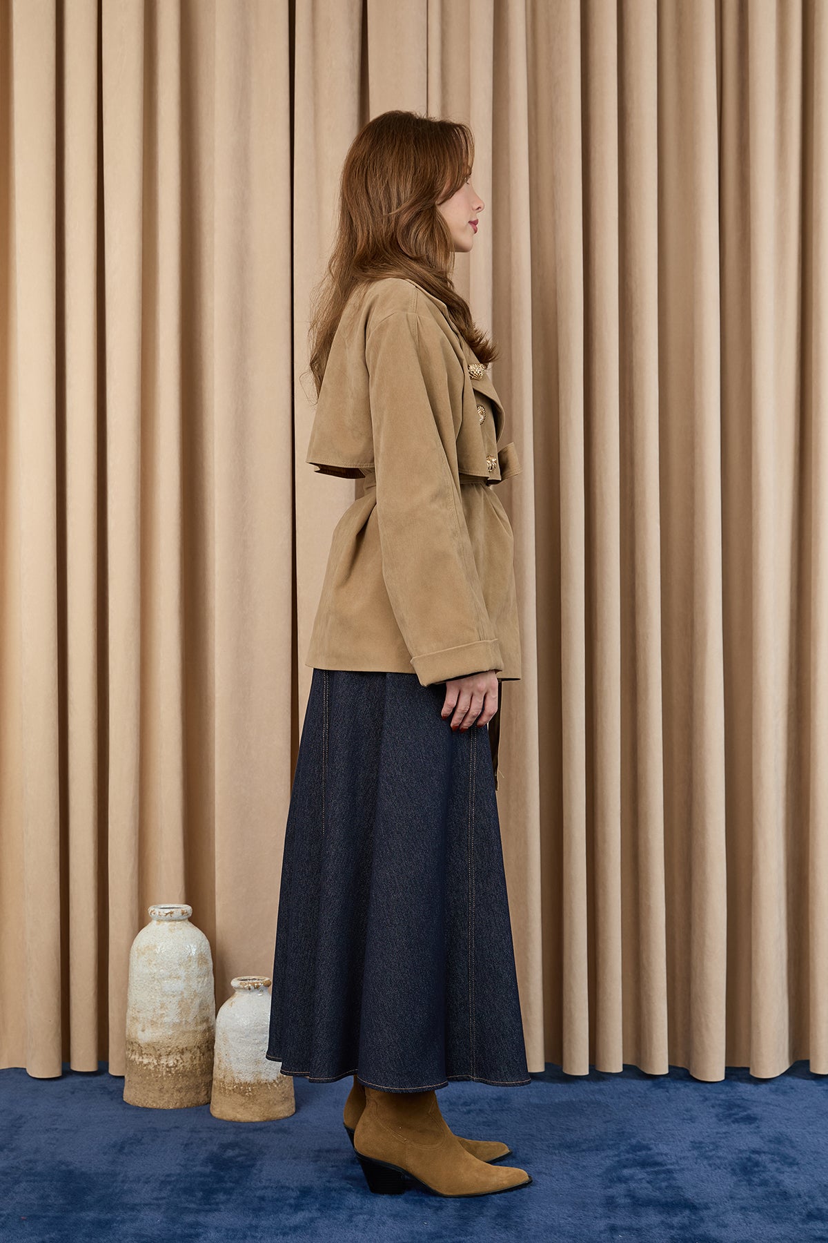 Kadın Broş Detaylı Kısa Trench - 32405