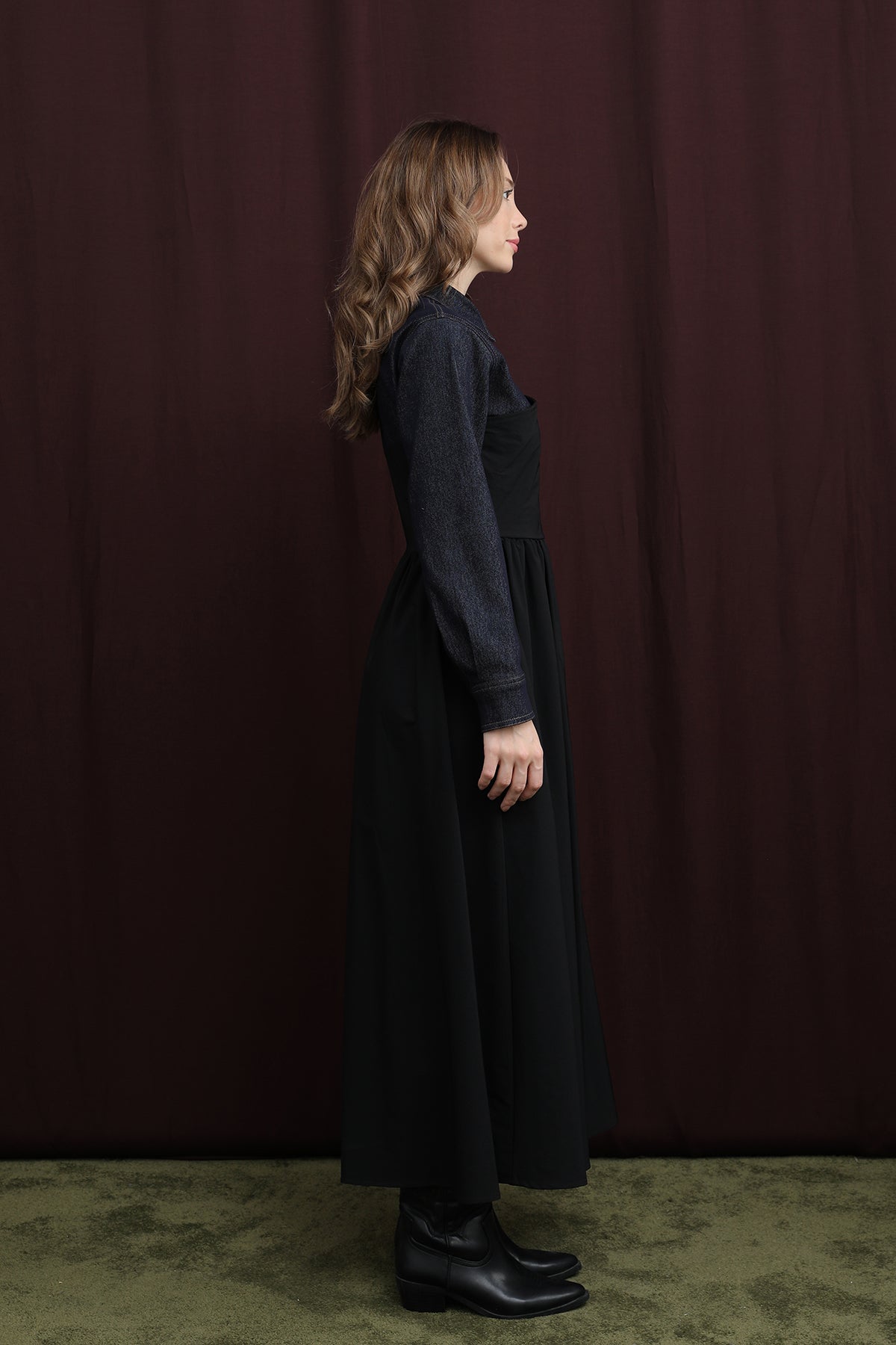 Kadın Denim Detaylı Asimetrik Kesim Elbise - 32414ELB